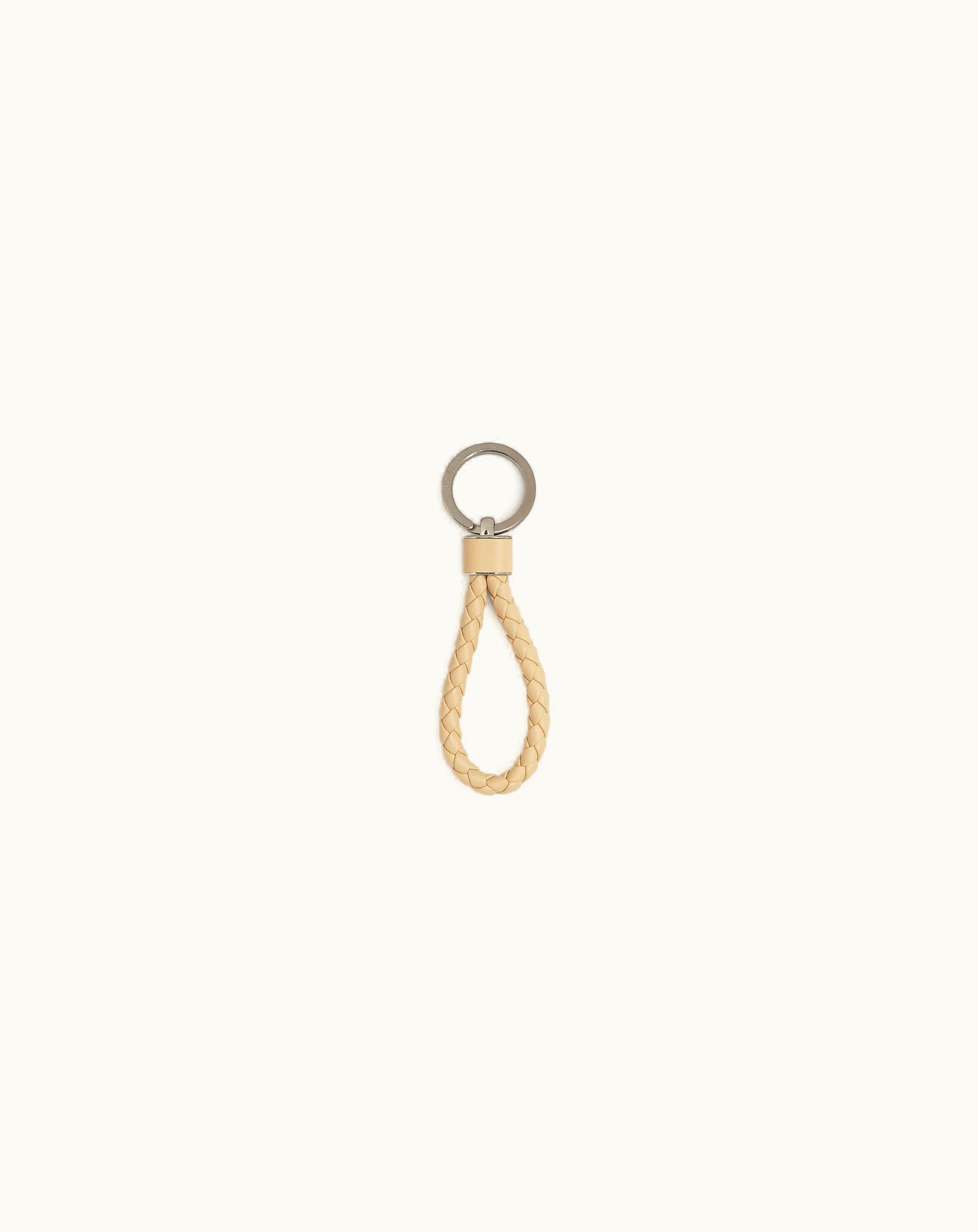 Bottega Veneta Men's Intreccio Key Ring In Porridge