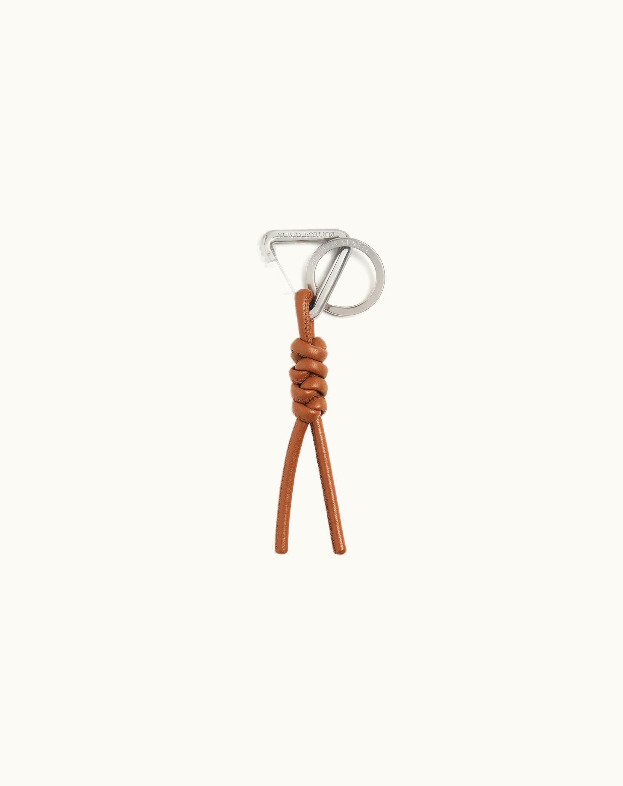 Bottega Veneta Men's Triangle Key Ring In Cognac