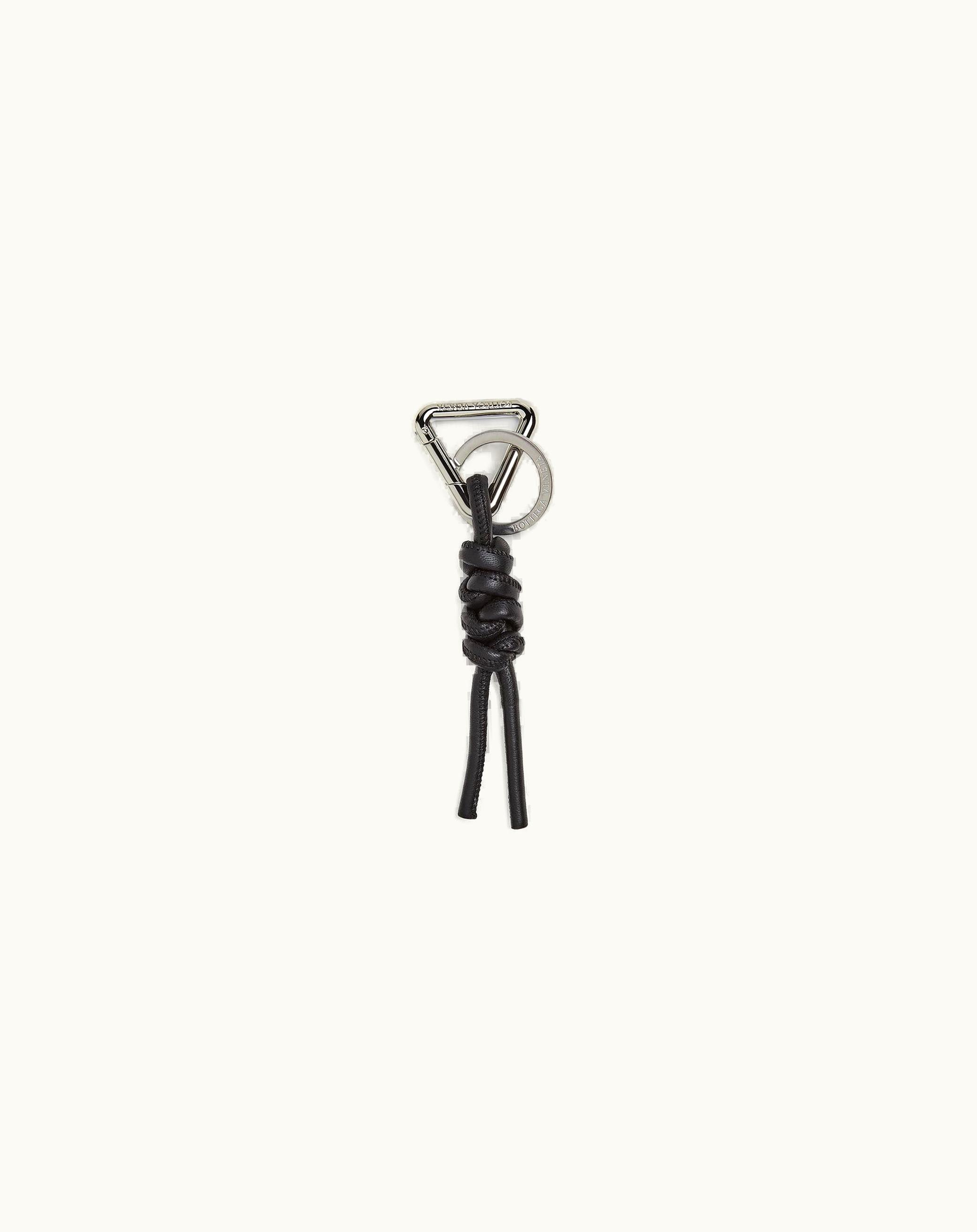 Bottega Veneta Men's Triangle Key Ring In Nero