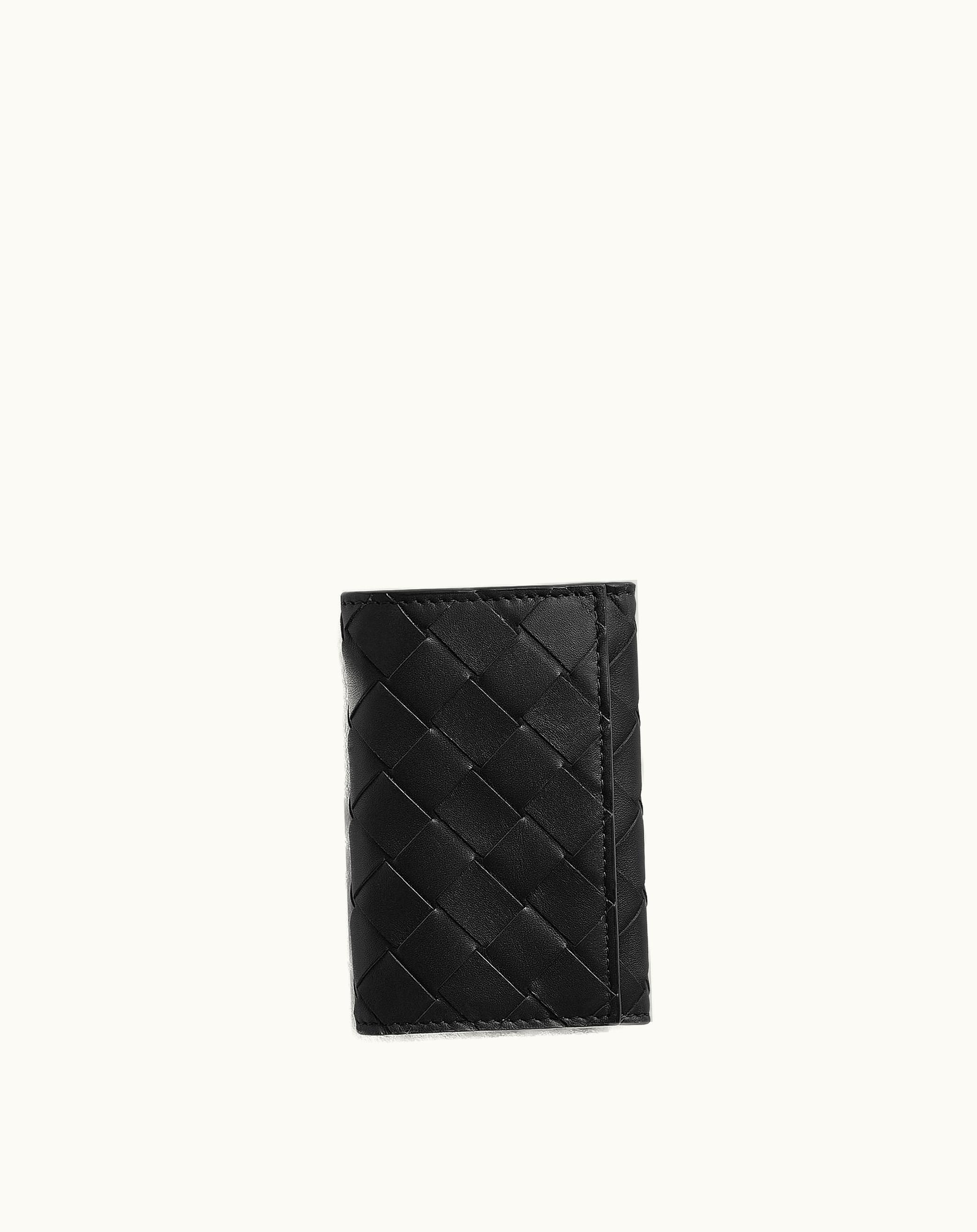 Bottega Veneta Men's Intrecciato Key Case In Black