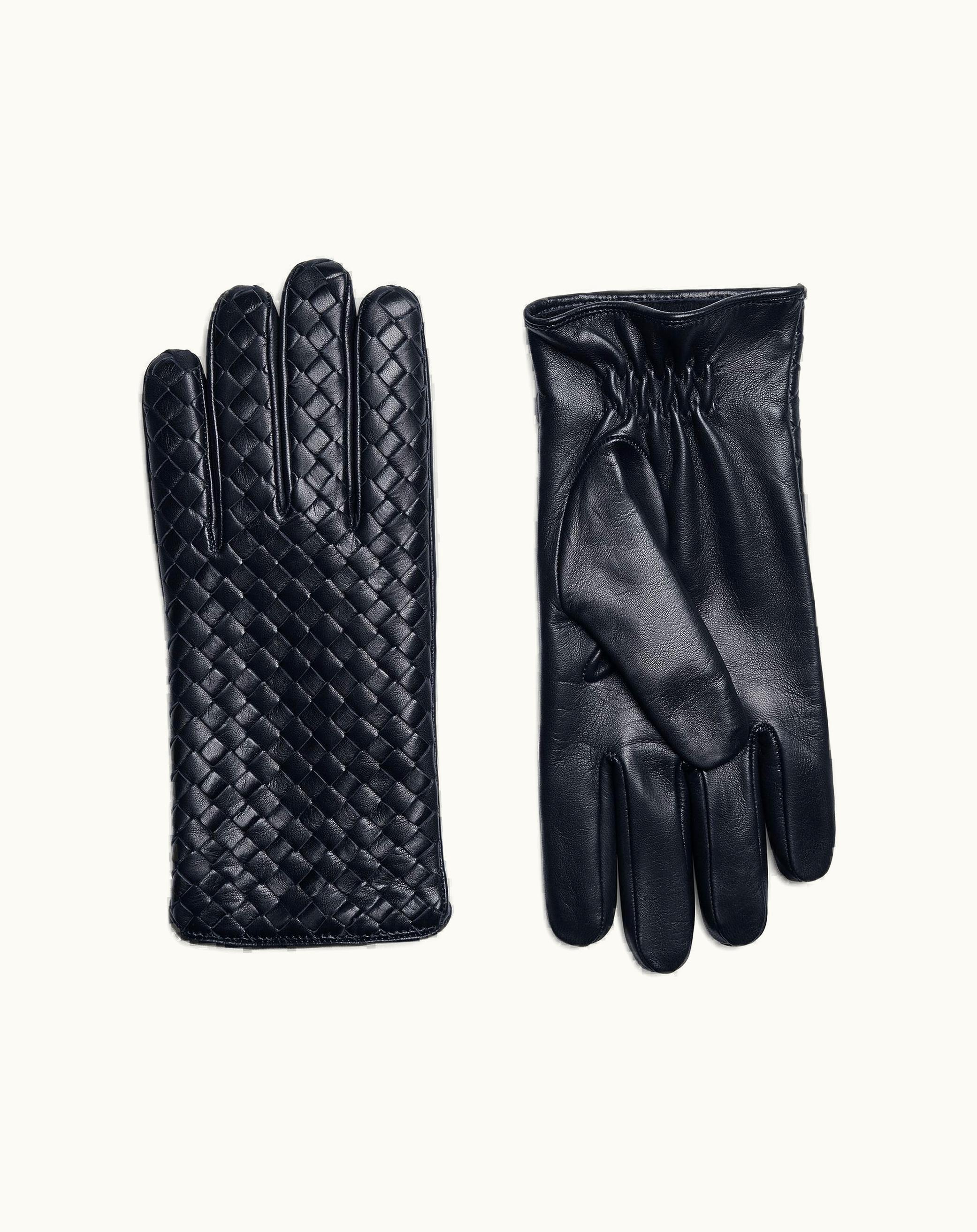 Bottega Veneta Bottega Veneta Men's Intrecciato Leather Gloves In Abyss
