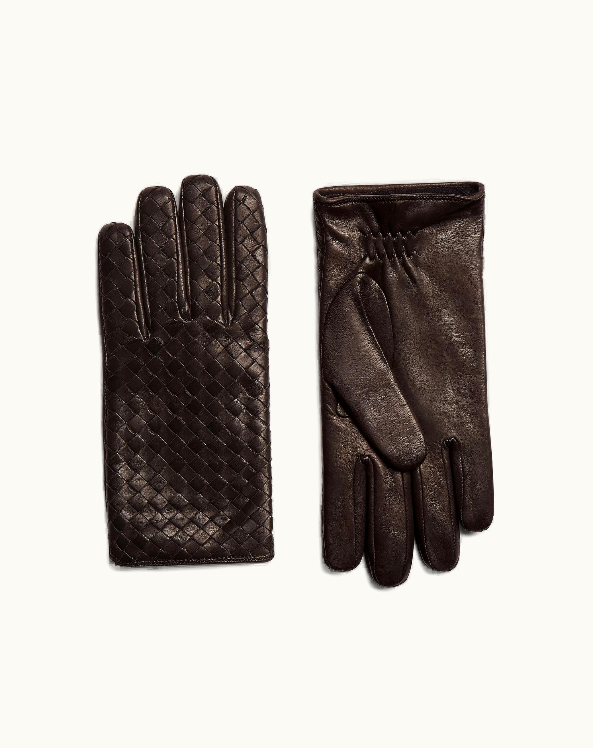Bottega Veneta Bottega Veneta Men's Intrecciato Leather Gloves In Fondant