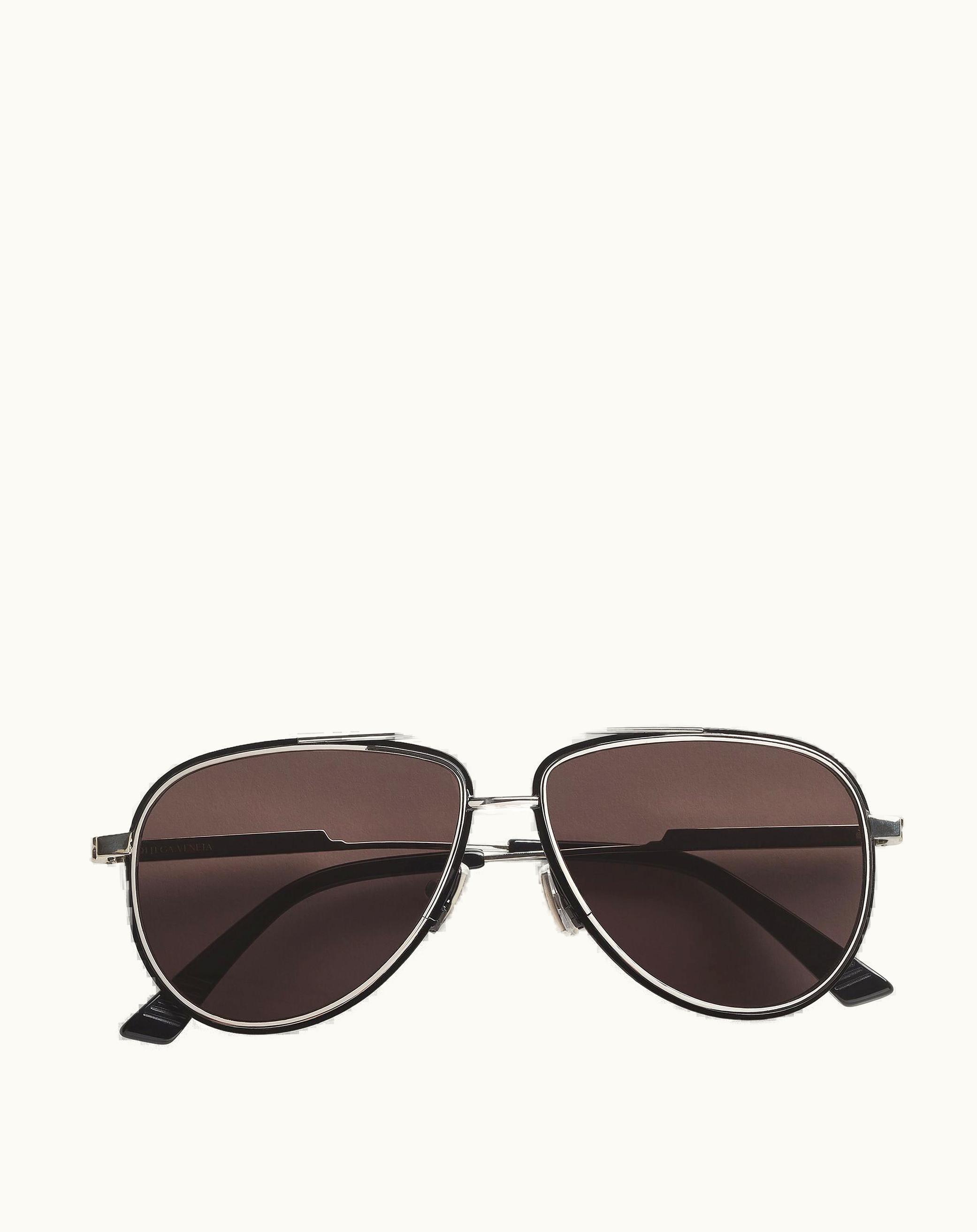 Bottega Veneta Men's Rim Aviator Sunglasses In Silver / Grey