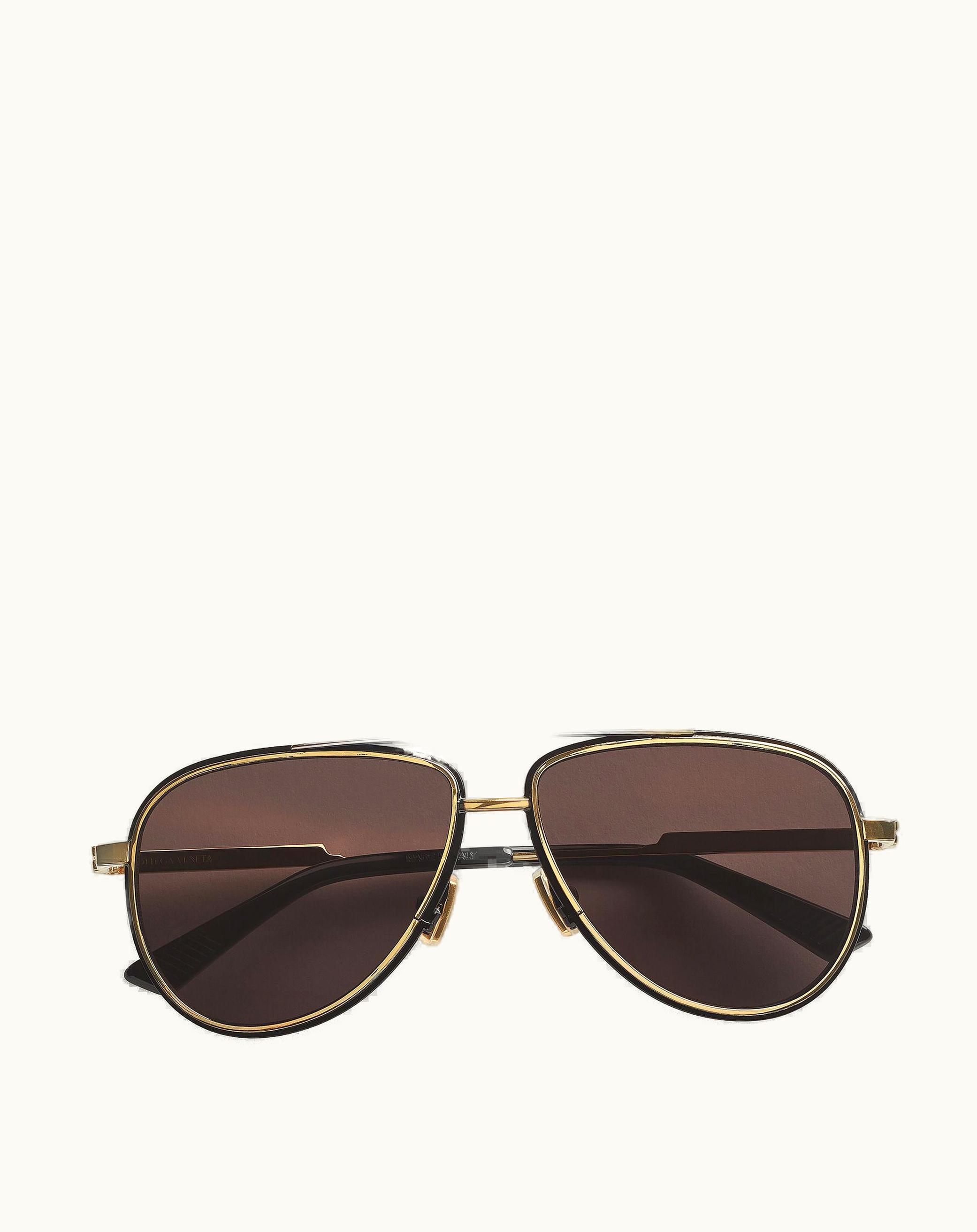 Bottega Veneta Men's Rim Aviator Sunglasses In Gold / Grey