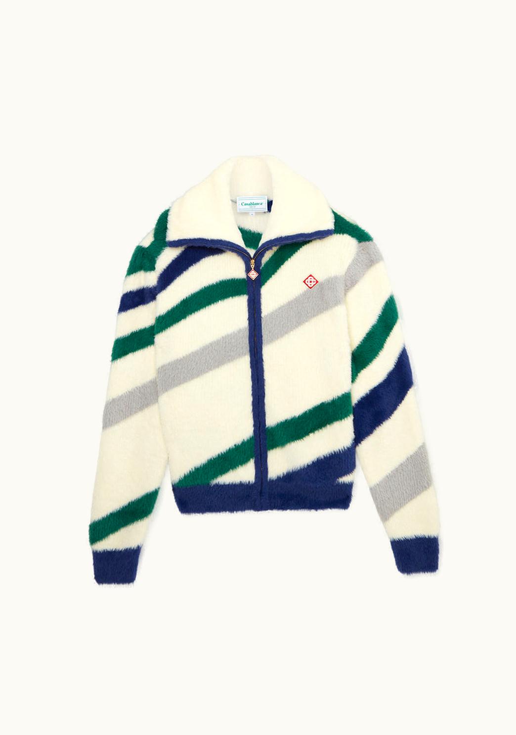 Casablanca Casablanca Furry Striped Zip Up Jumper