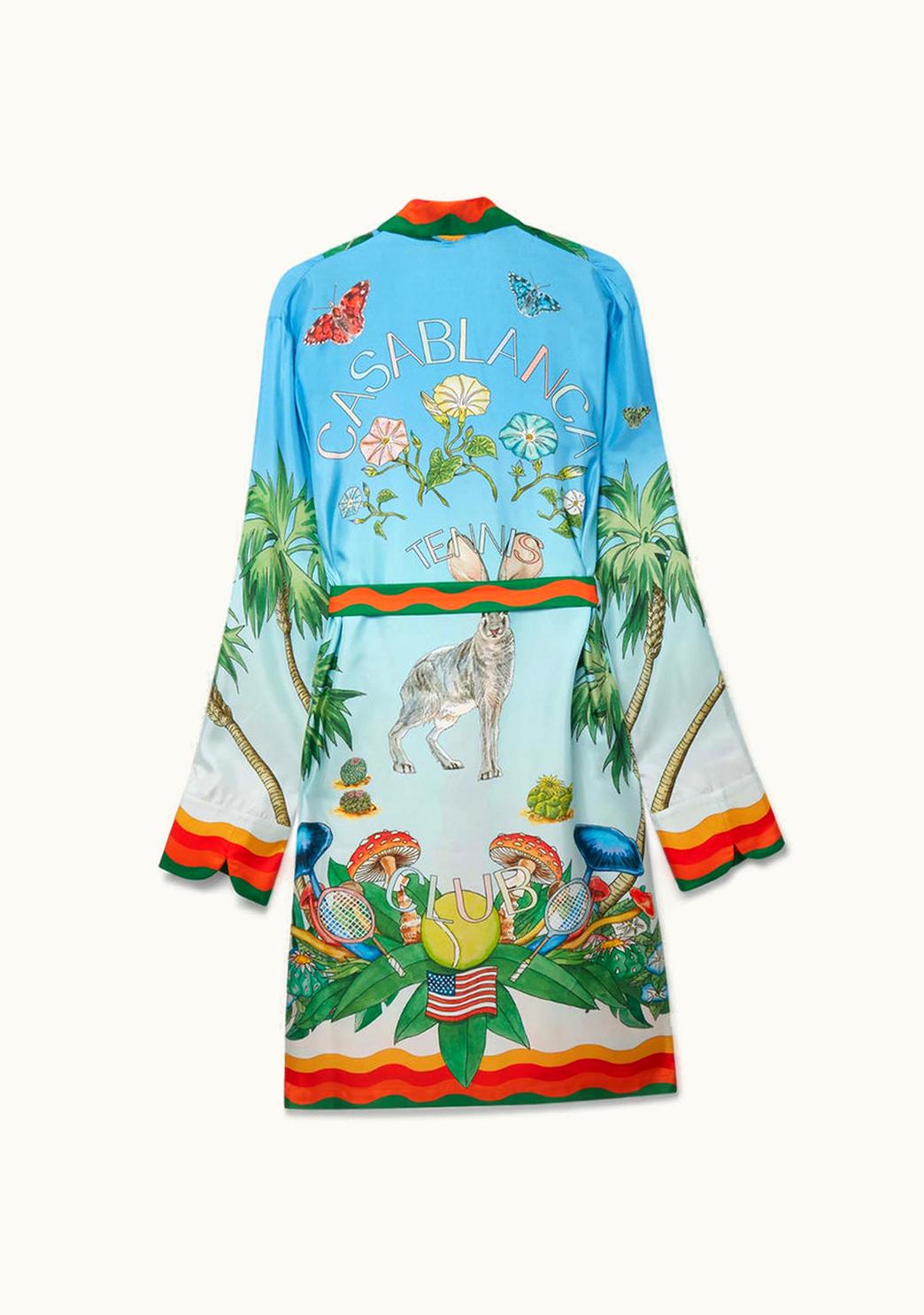 Casablanca Casablanca Palm Springs Tennis Club Prive Silk Robe - Italian Silk Collection Midnight BlueLuxury Robe