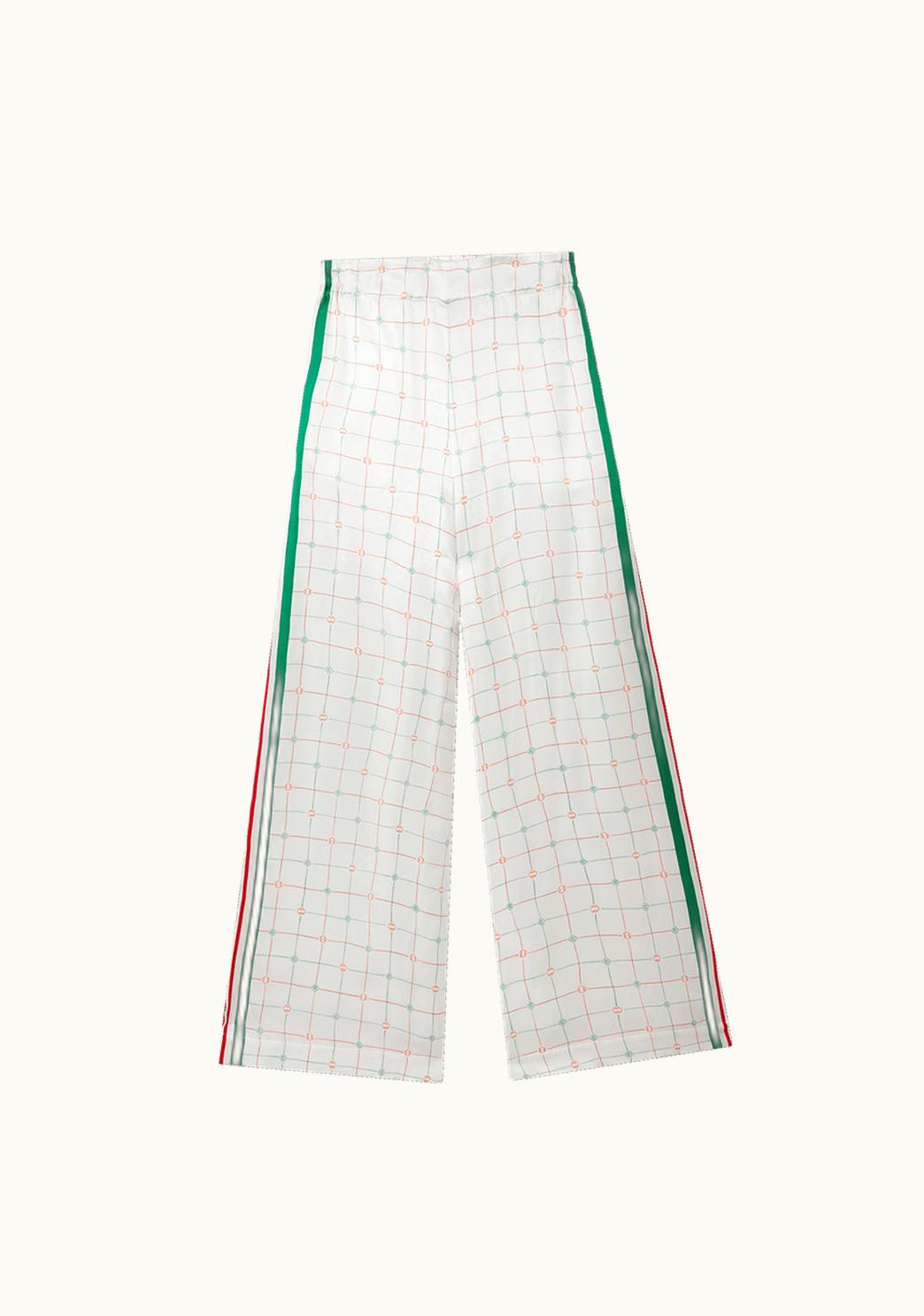 Casablanca Casablanca Tennis Club Check Silk Satin Wide Leg Trousers