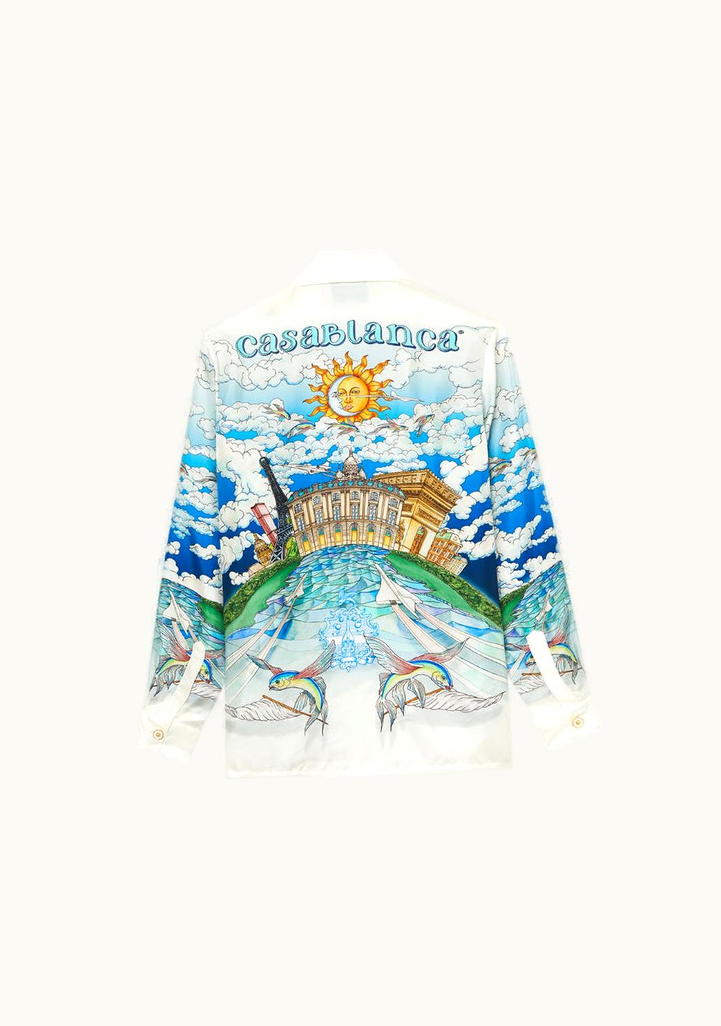 Casablanca Casablanca Le Vol Ideal Cuban Collar Silk Shirt - Luxury Silk Twill Long-Sleeve Shirt Multi-Colored