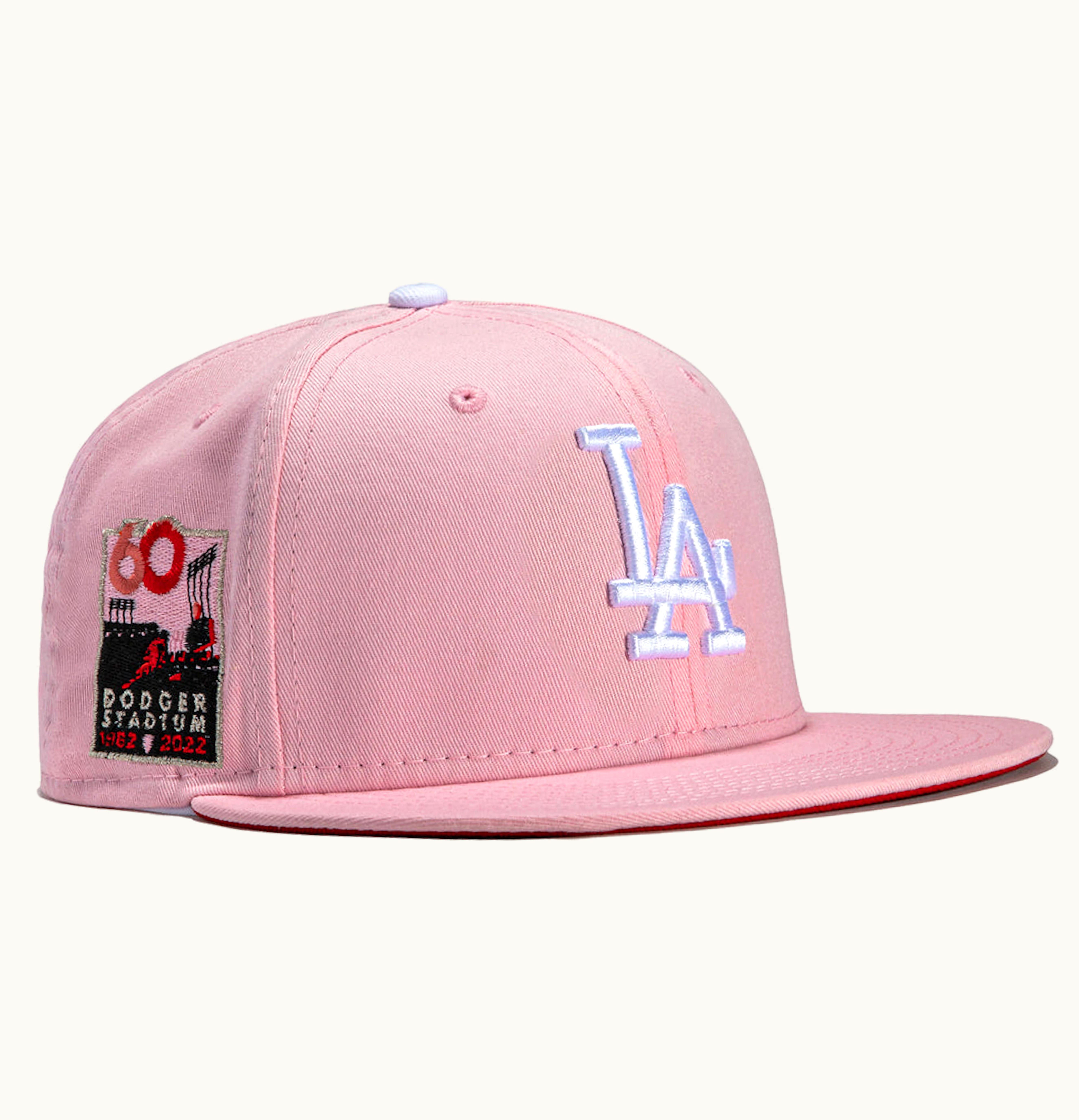 New Era New Era x Hat Club Los Angeles Dodgers 60th Anniversary Stadium Patch Strawberry Jam 59Fifty Fitted Hat Pink