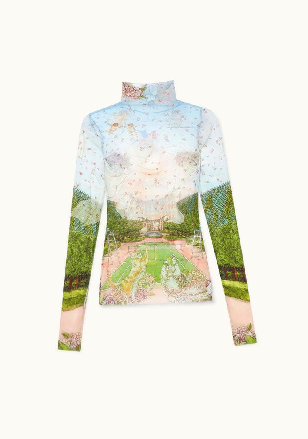 Casablanca Casablanca Paris Tennis Club Prive Printed Mesh Top Multicoloured