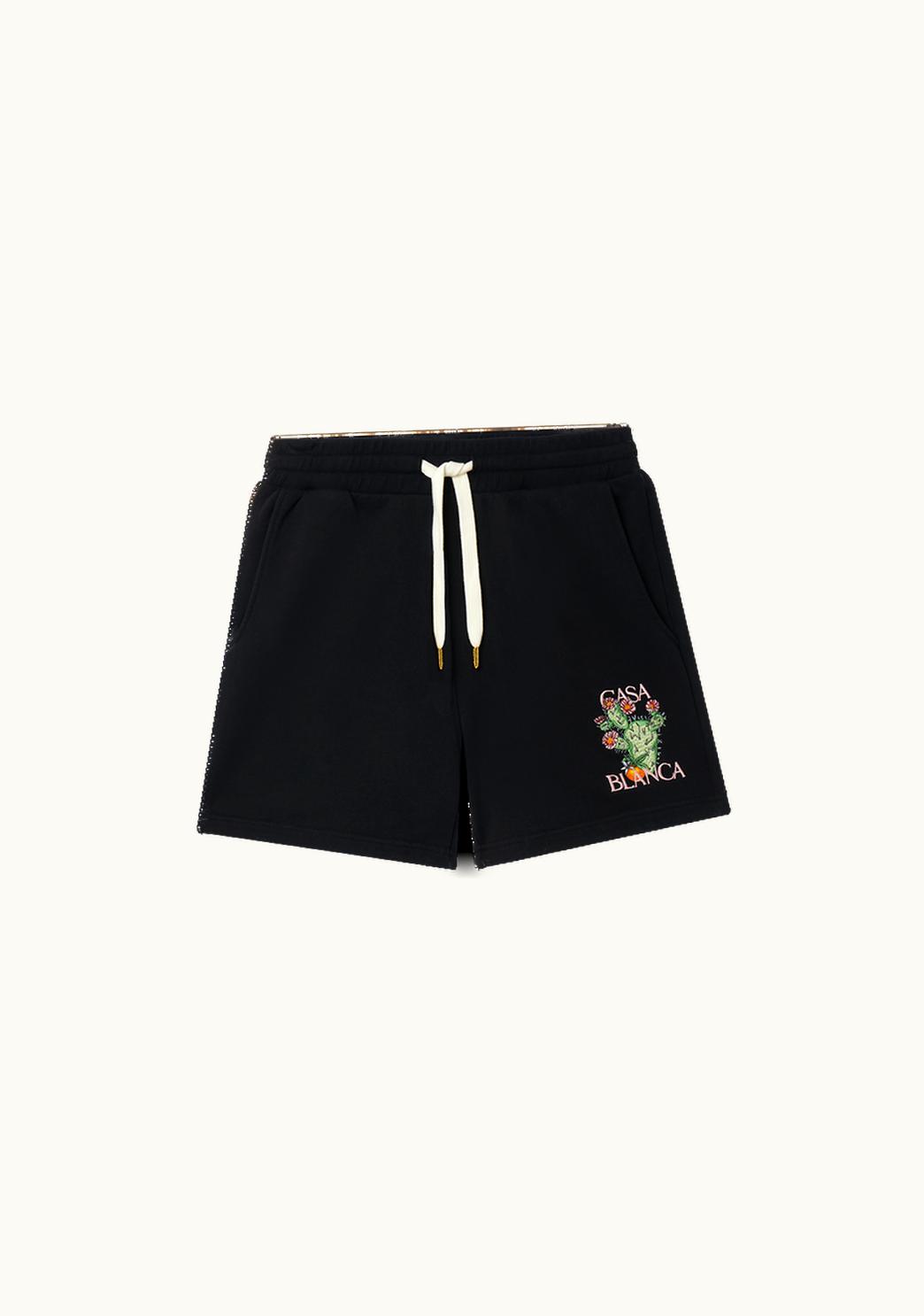 Casablanca Casablanca Cactus Et Orange Organic Cotton Sweatshorts Black
