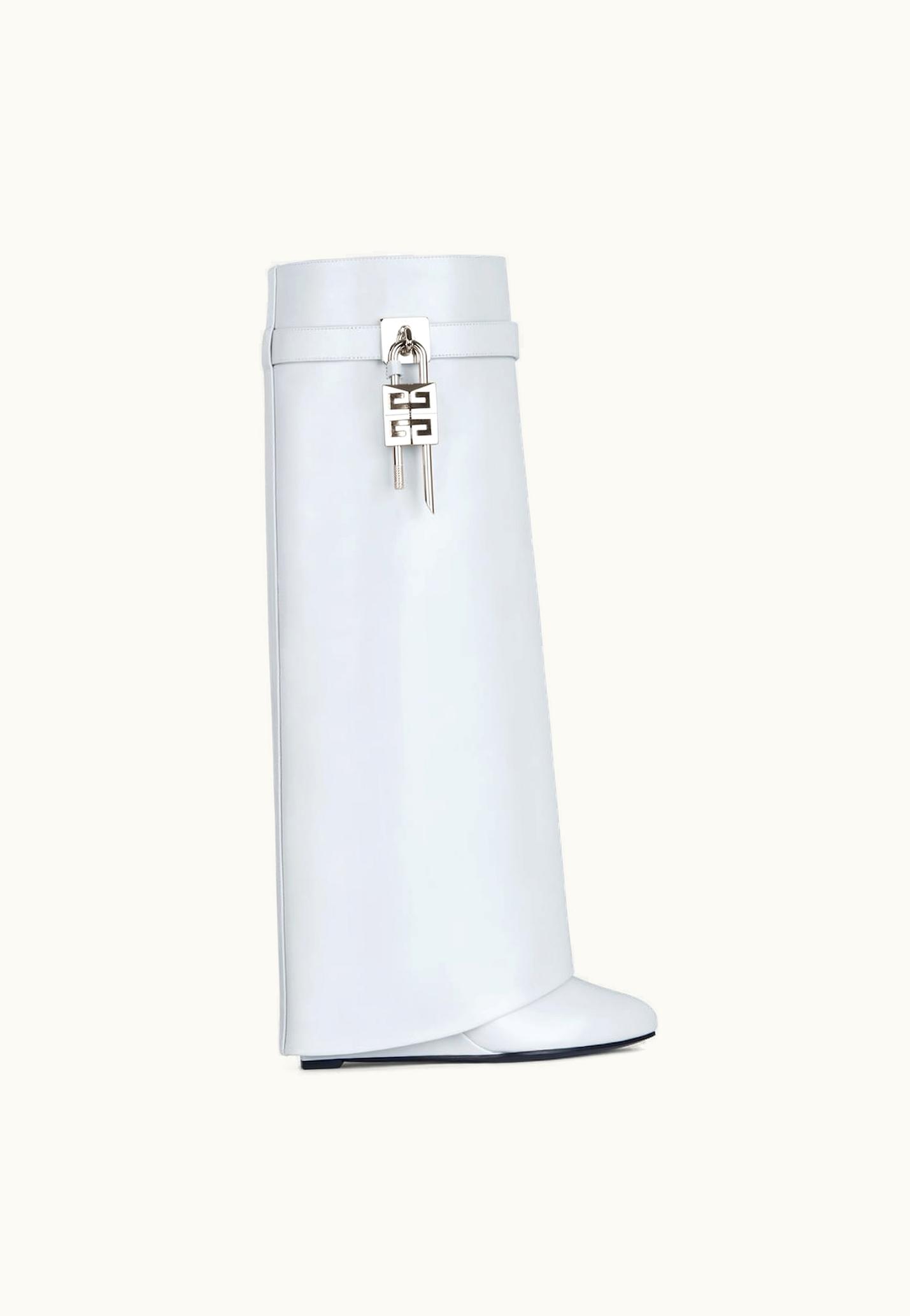 Givenchy Givenchy Shark Lock Boots In Box Leather - Grey Light Grey