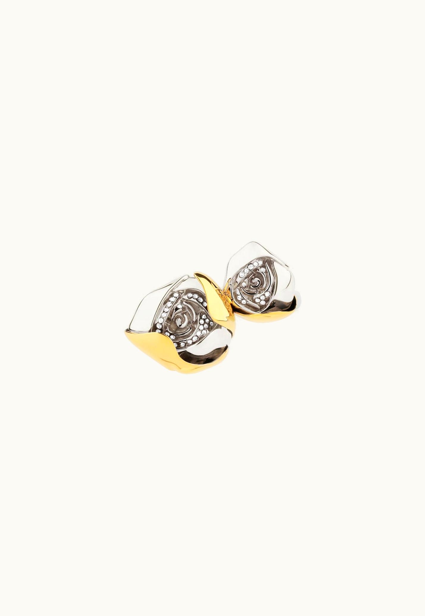 Givenchy Givenchy Flower Double Fingers Ring In Metal With Crystals