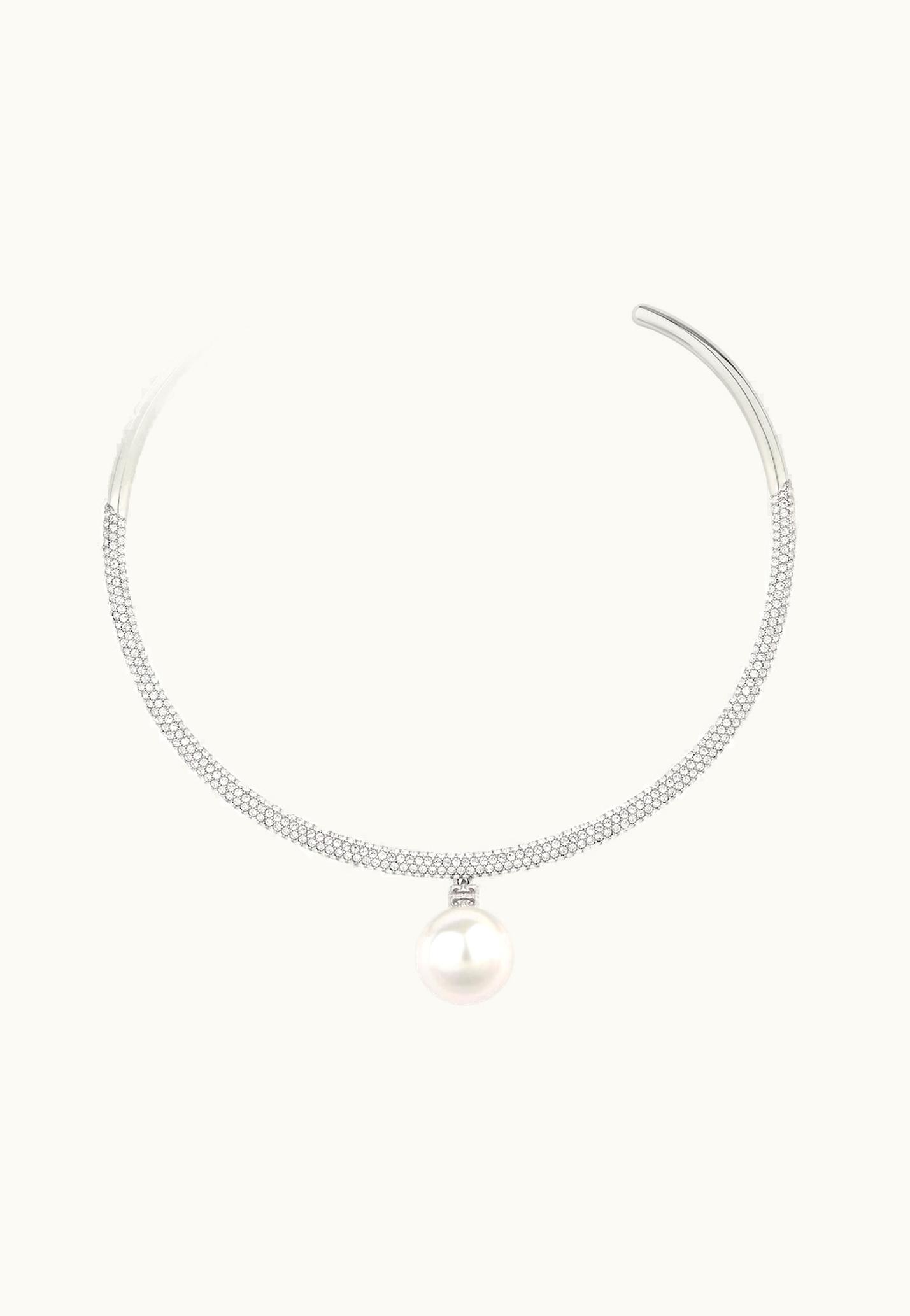 Givenchy Givenchy Pearl Torque Necklace In Metal With Pearl And Crystals