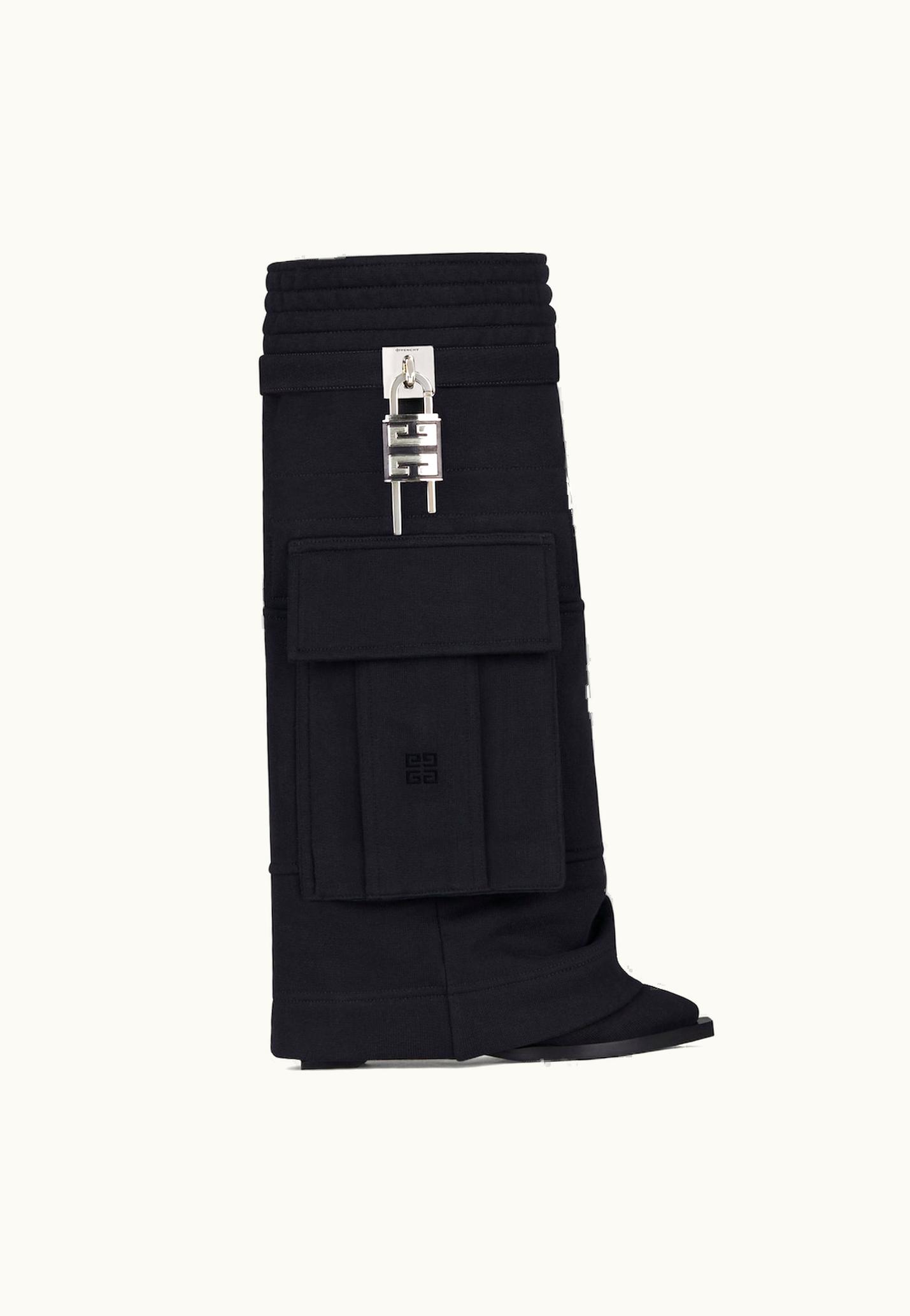 Givenchy Givenchy Shark Lock Cowboy Boots In Fleece With Pocket Detail - Black