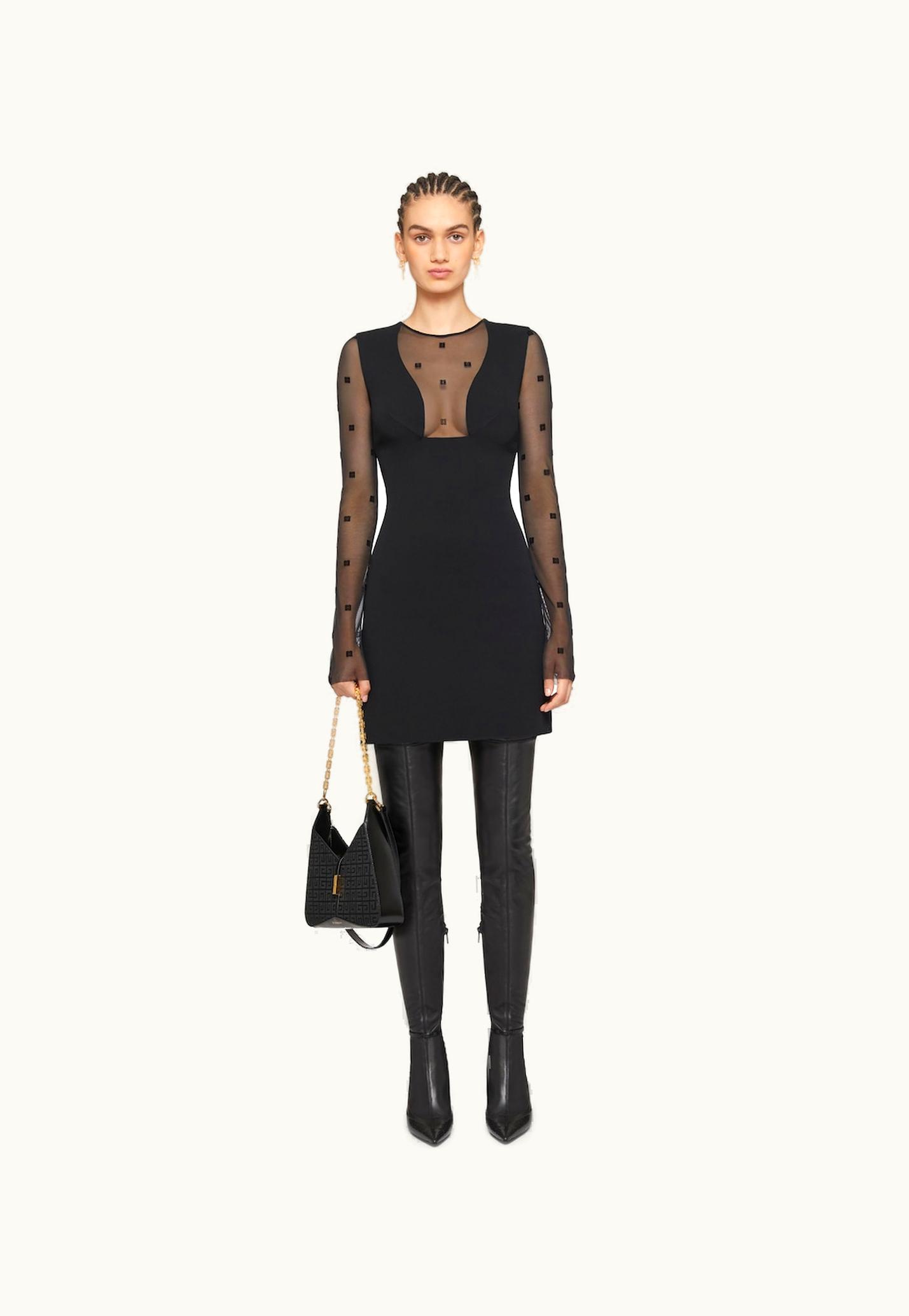 Givenchy Givenchy Dress In Sable Stretch And 4G Tulle - Black
