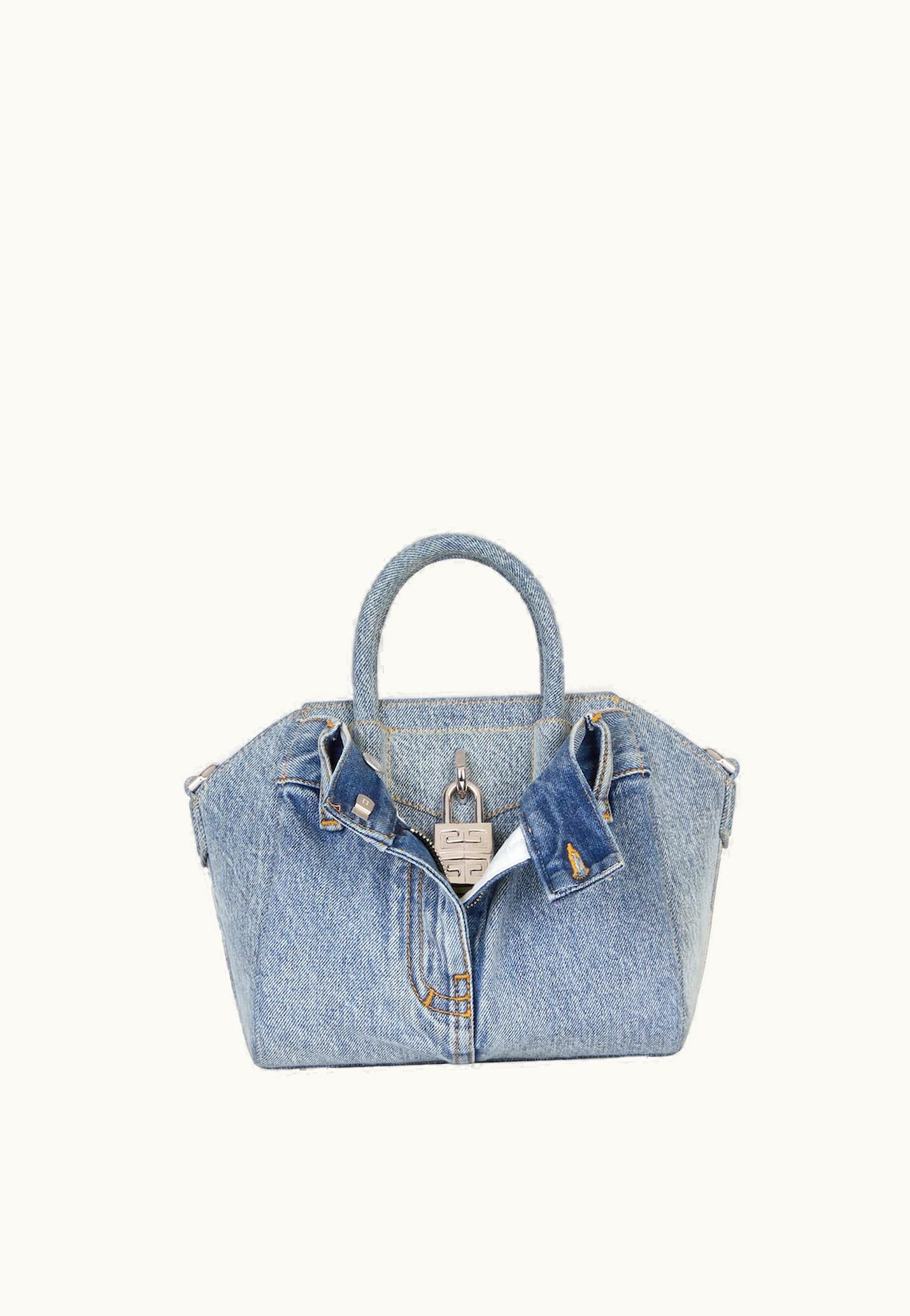 Givenchy Givenchy Mini Antigona Lock Bag In Jeans - Medium Blue
