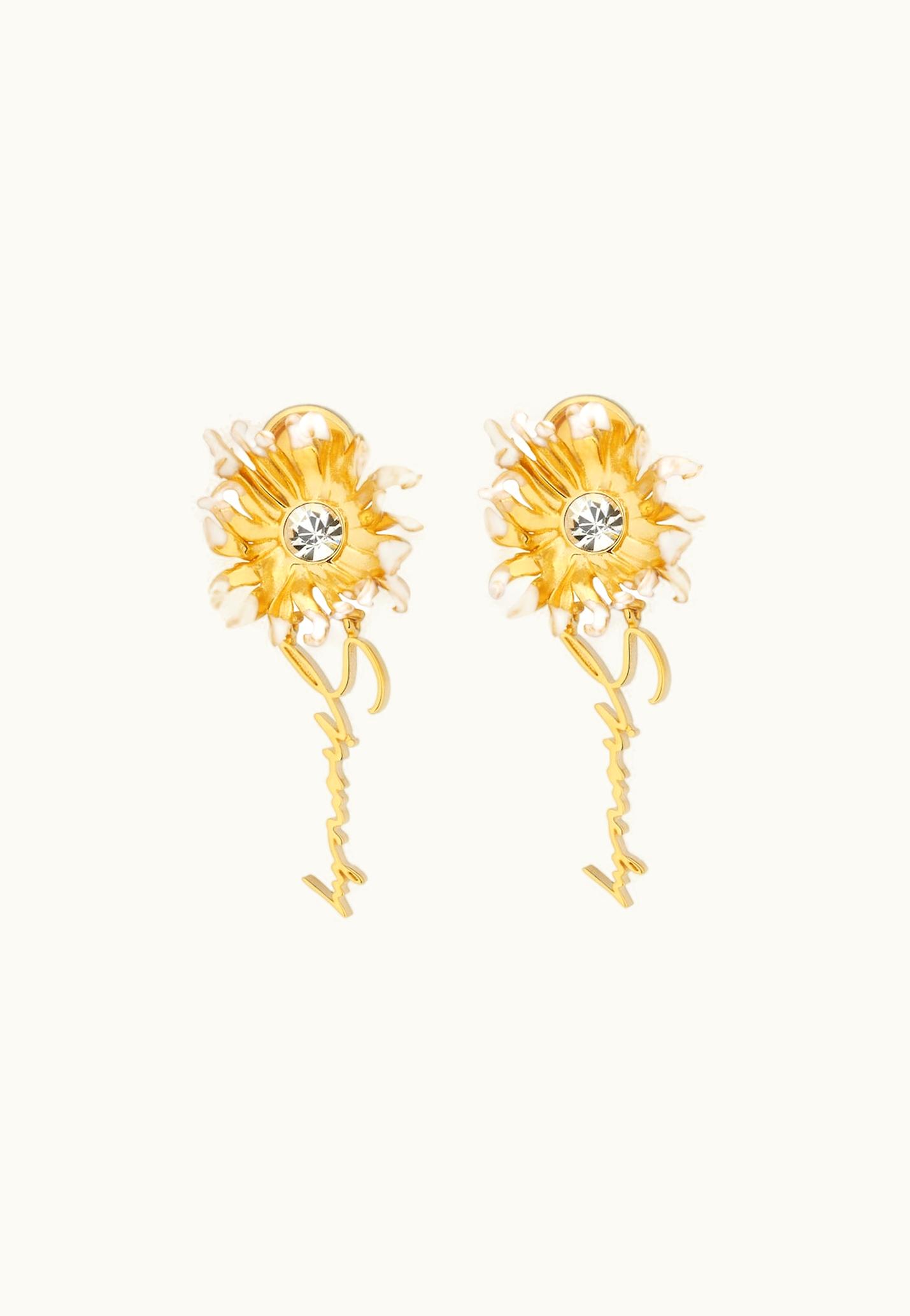 Givenchy Givenchy Daisy Earrings In Metal And Enamel With Crystal - Golden / White