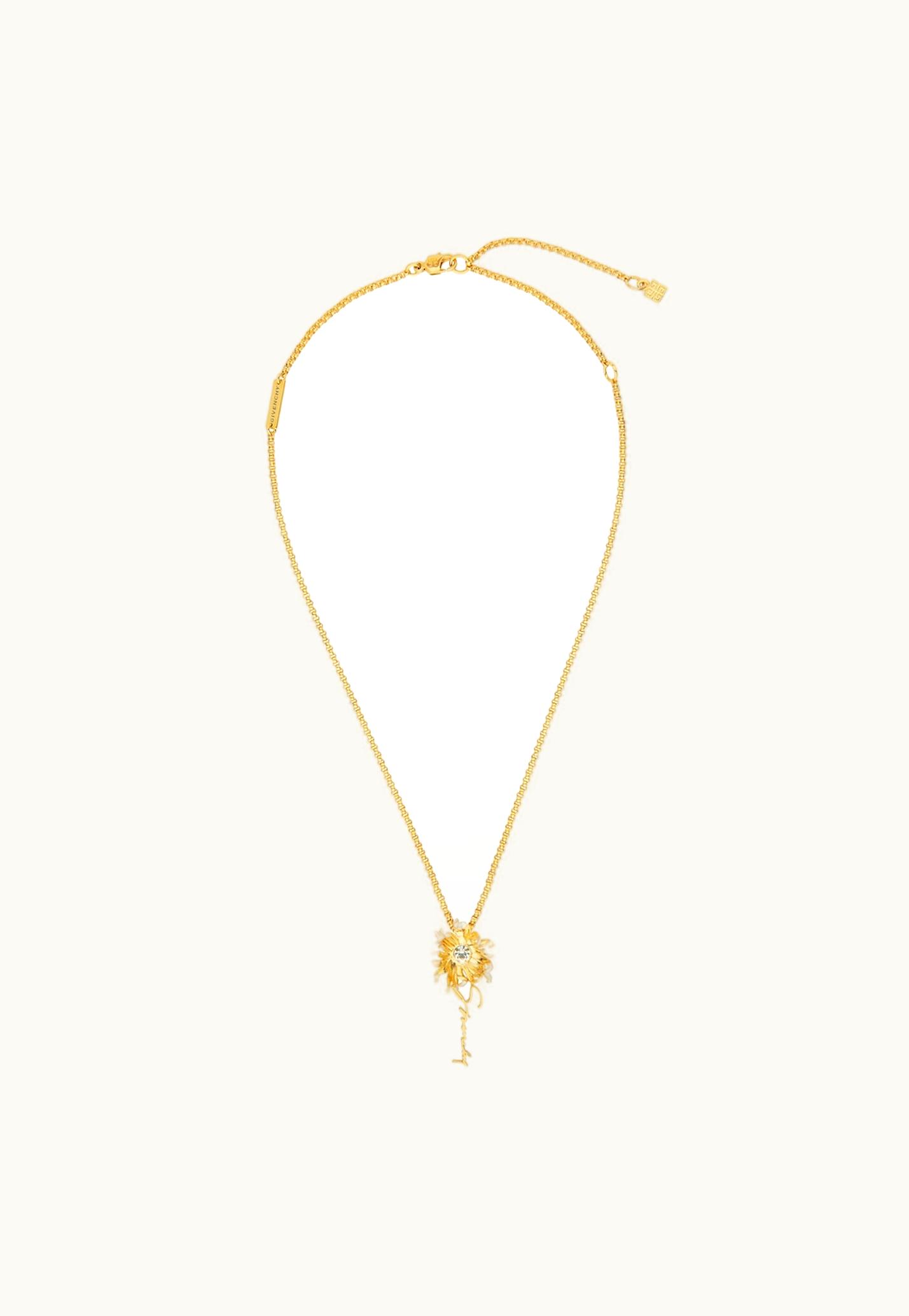 Givenchy Givenchy Daisy Necklace In Metal And Enamel With Crystal - Golden / White