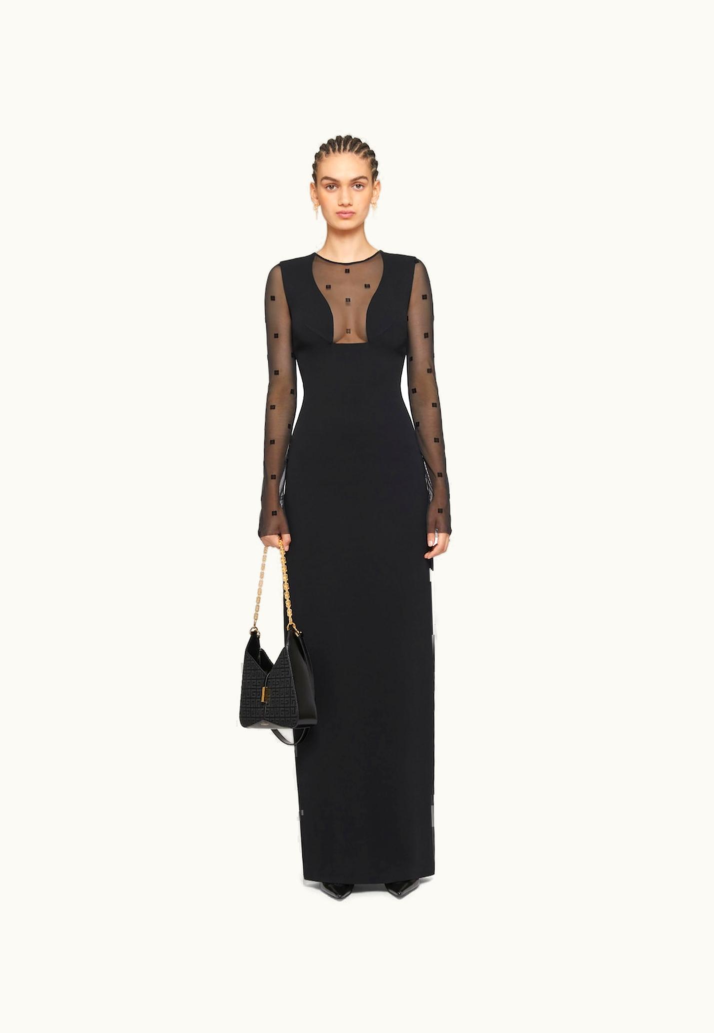 Givenchy Givenchy Dress In Sable Stretch And 4G Tulle - Black BLACK