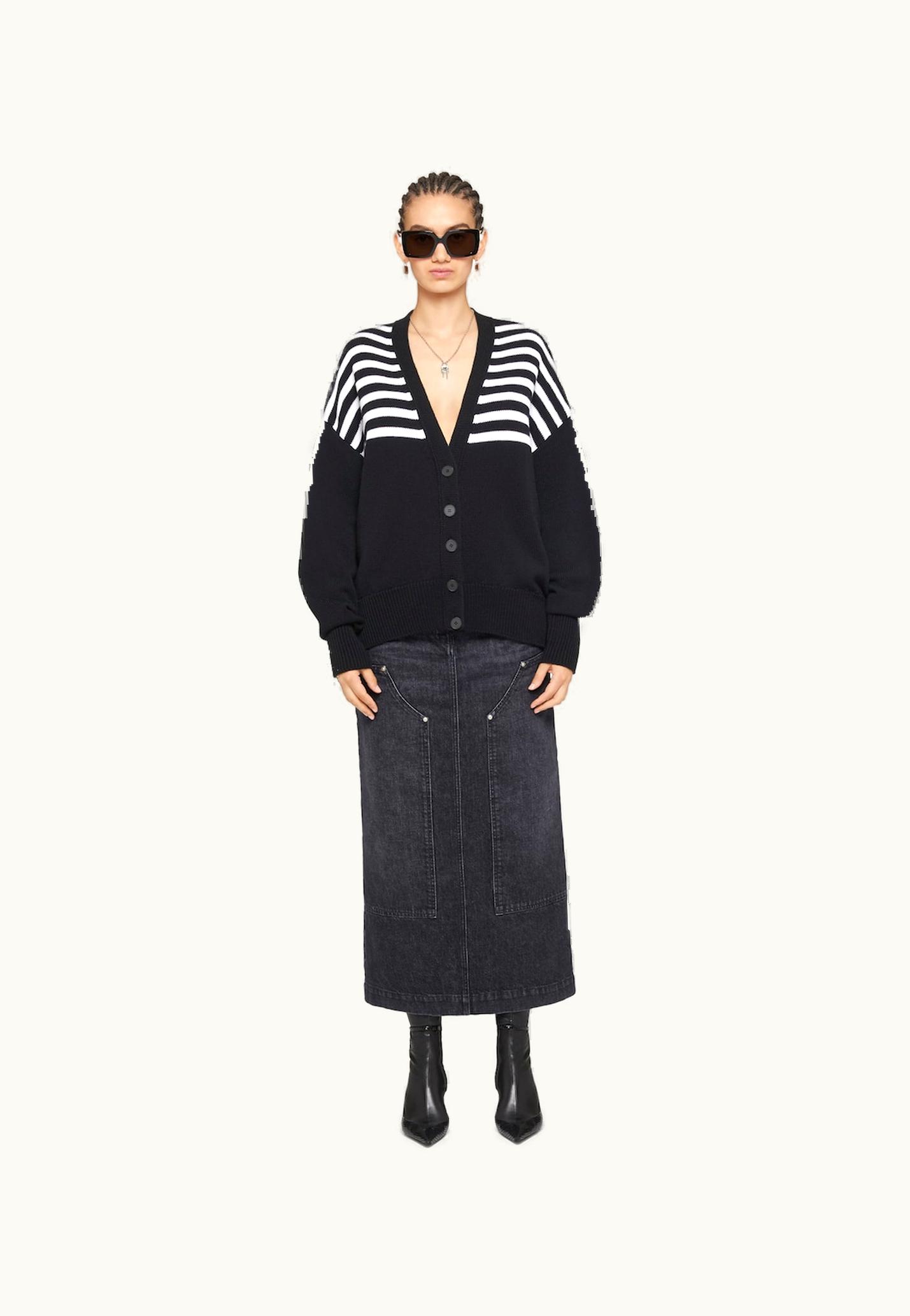 Givenchy Givenchy 4G Cardigan In Cotton With Stripes - Black