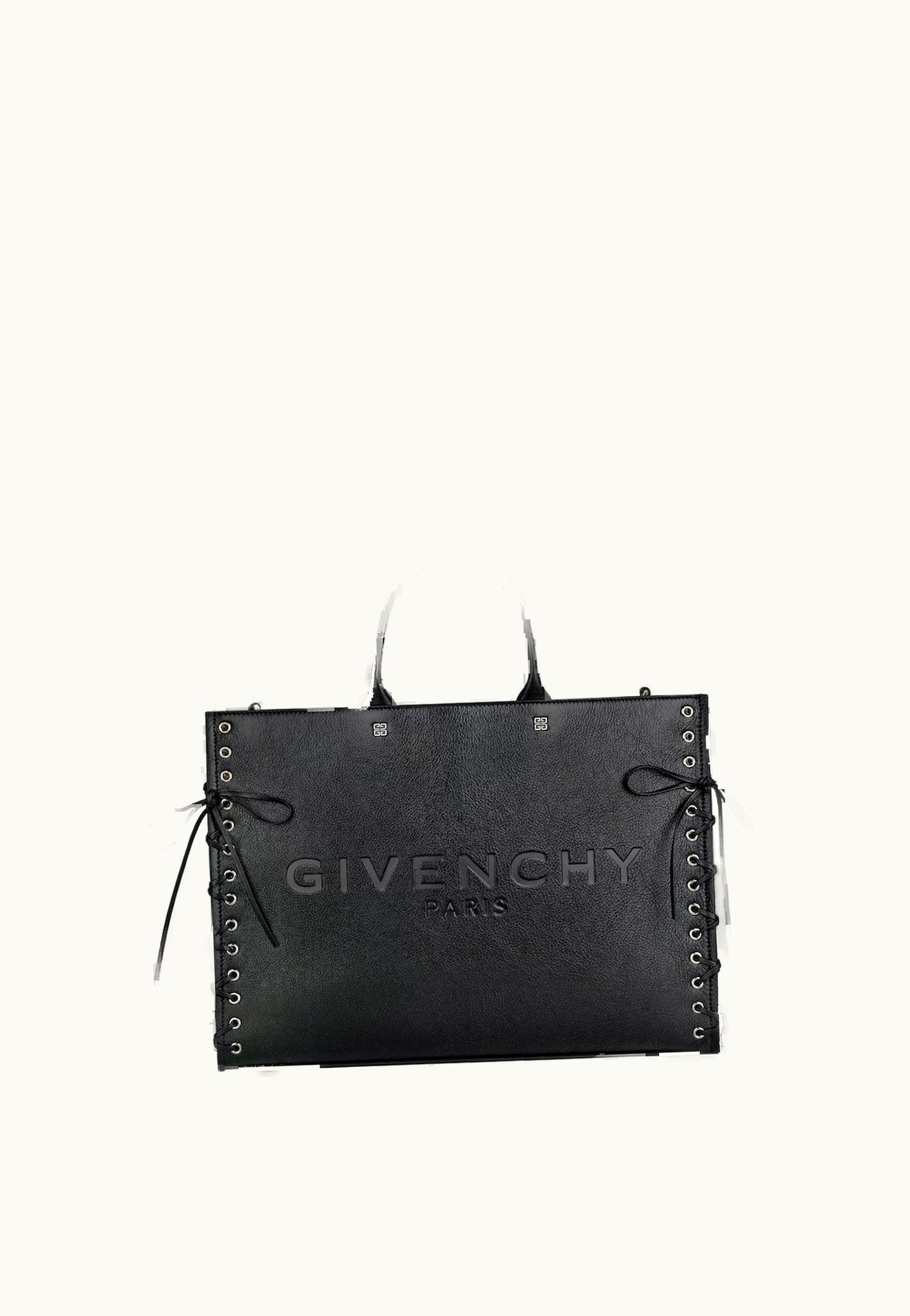 Givenchy Givenchy Medium G-Tote Shopping Bag In Corset Style Leather - Black