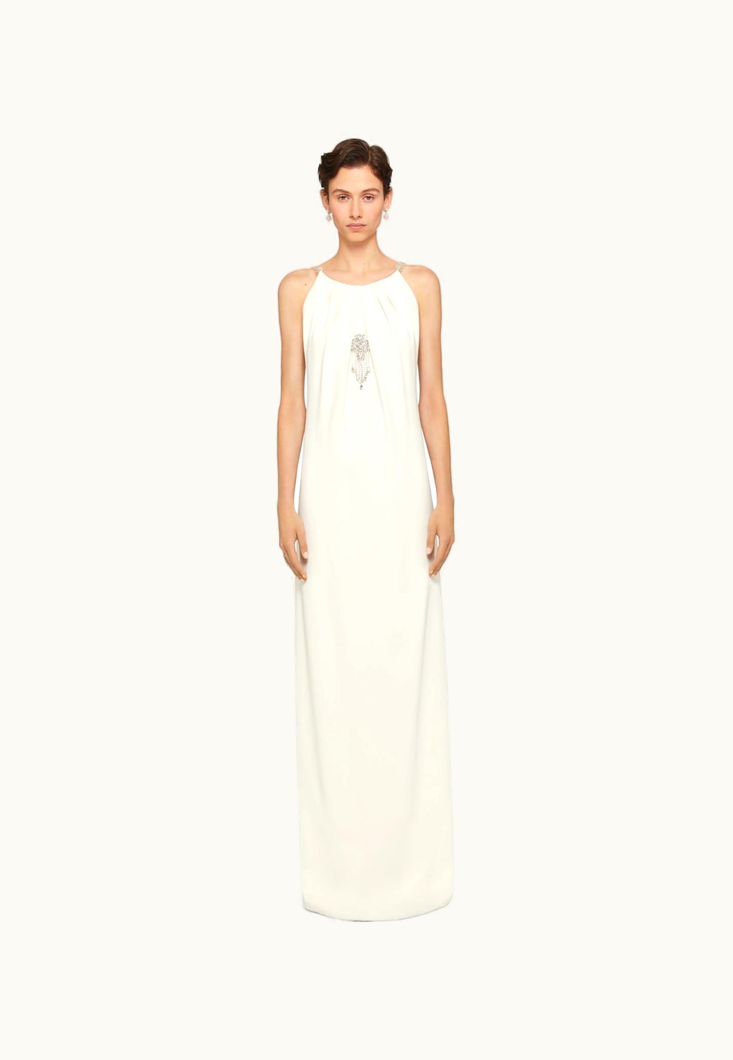 Givenchy Givenchy Evening Draped Dress In Crepe With Crystal Details - Ivory