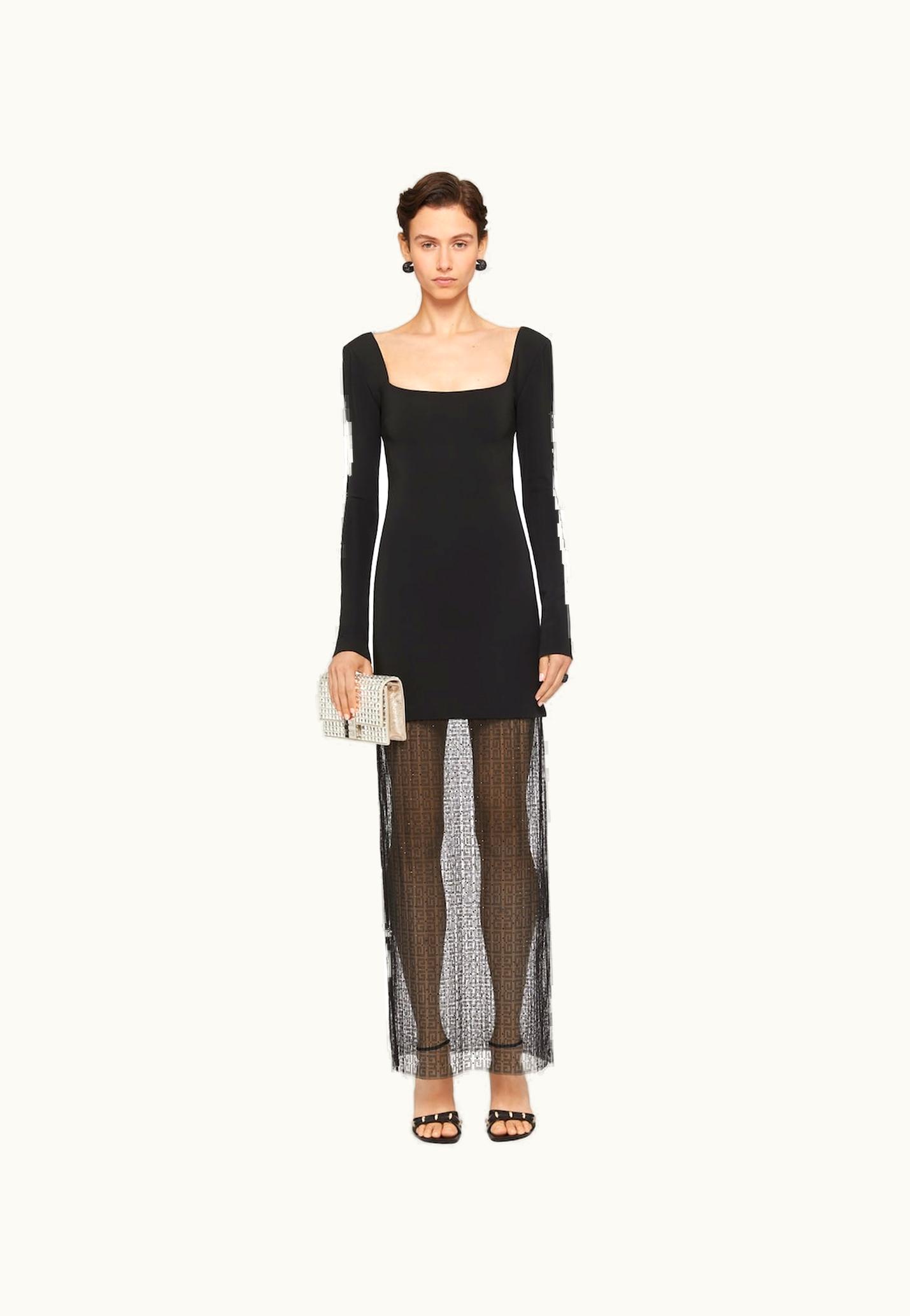 Givenchy Givenchy Dress In Jersey And 4G Lace With Rhinestones - Black