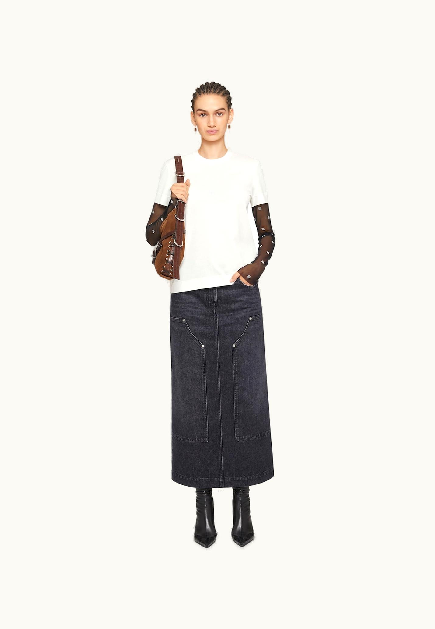 Givenchy Givenchy Overlapped Slim Fit T-Shirt In Cotton And 4G Tulle - Ivory / Black