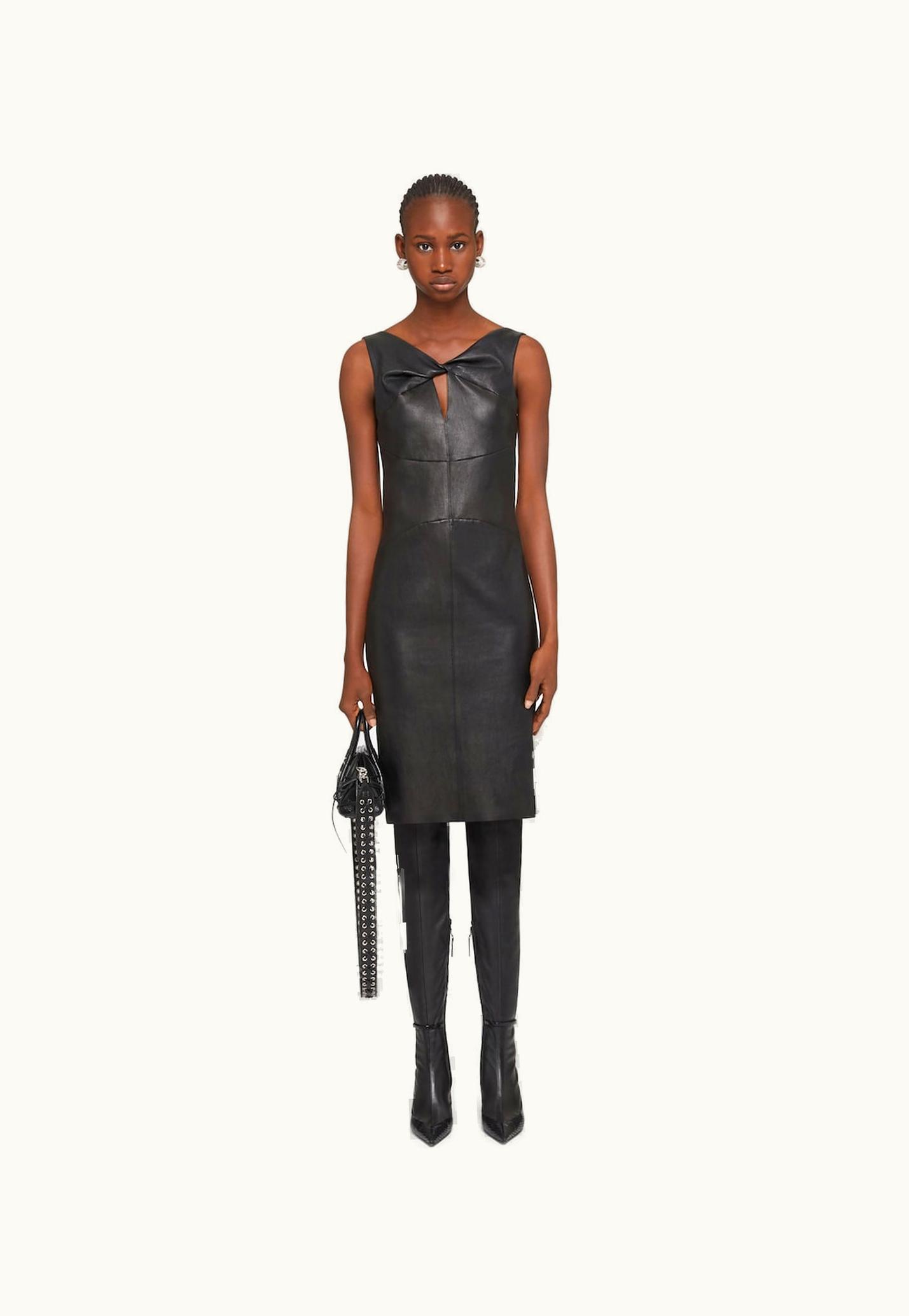 Givenchy Givenchy Dress In Leather With Chain Detail - Black
