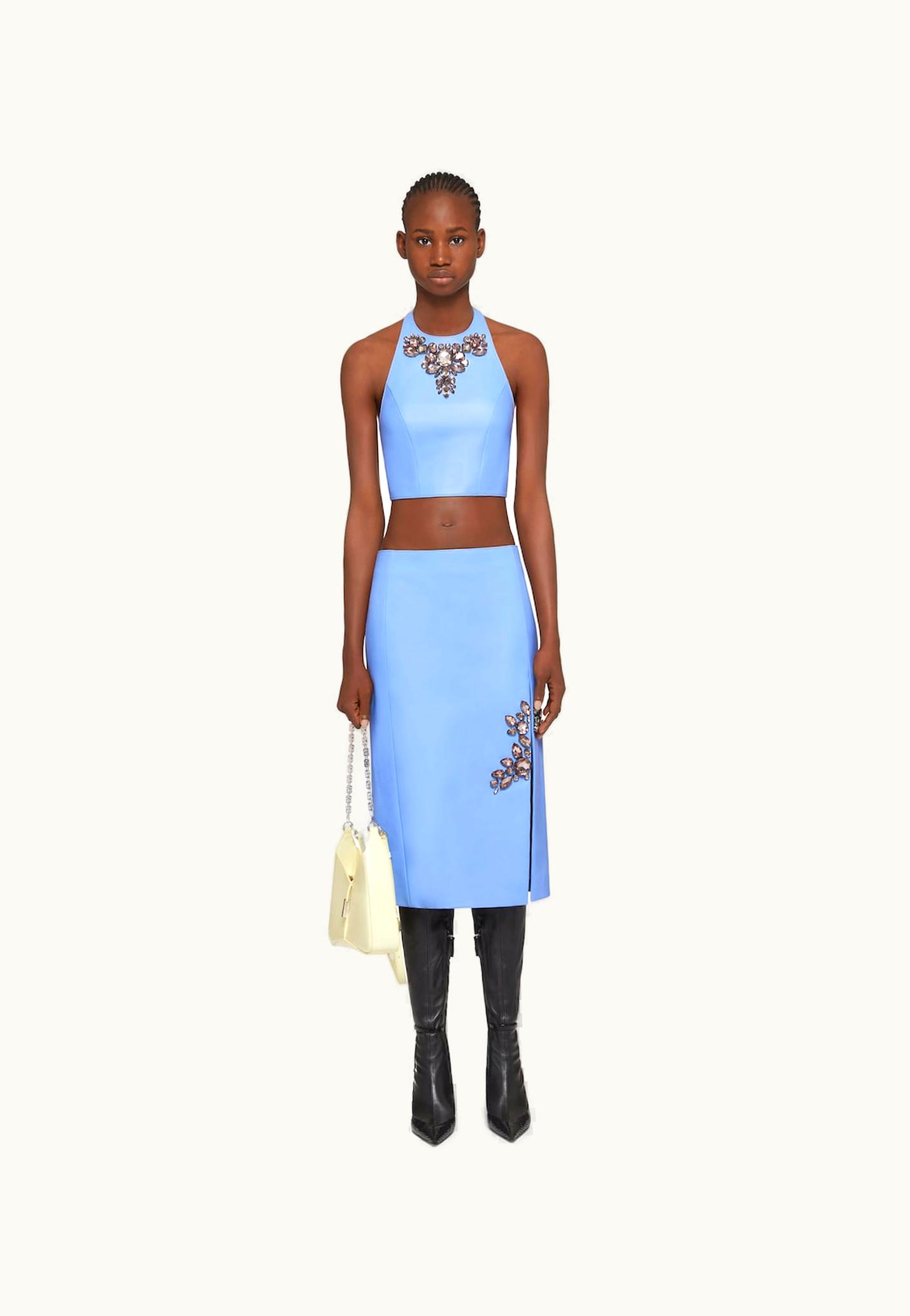 Givenchy Givenchy Cropped Top In Leather With Embroidered Stones