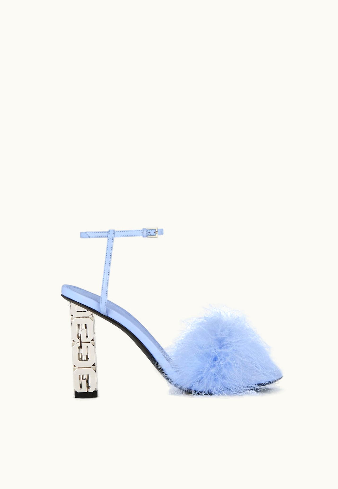 Givenchy Givenchy G Cube Sandals In Leather With Feathers - Cornflower