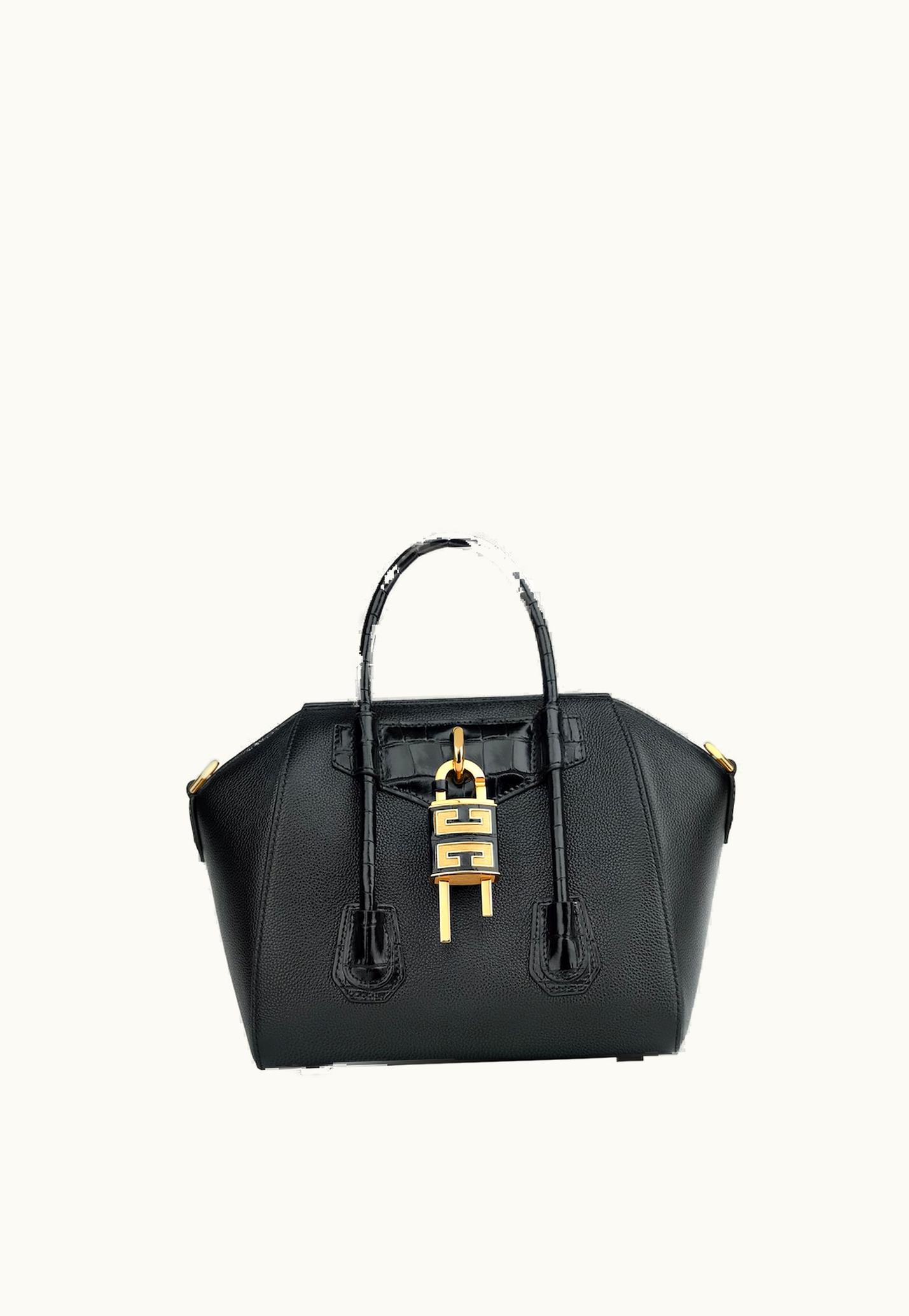 Givenchy Givenchy Mini Antigona Lock Bag In Grained Leather BLACK