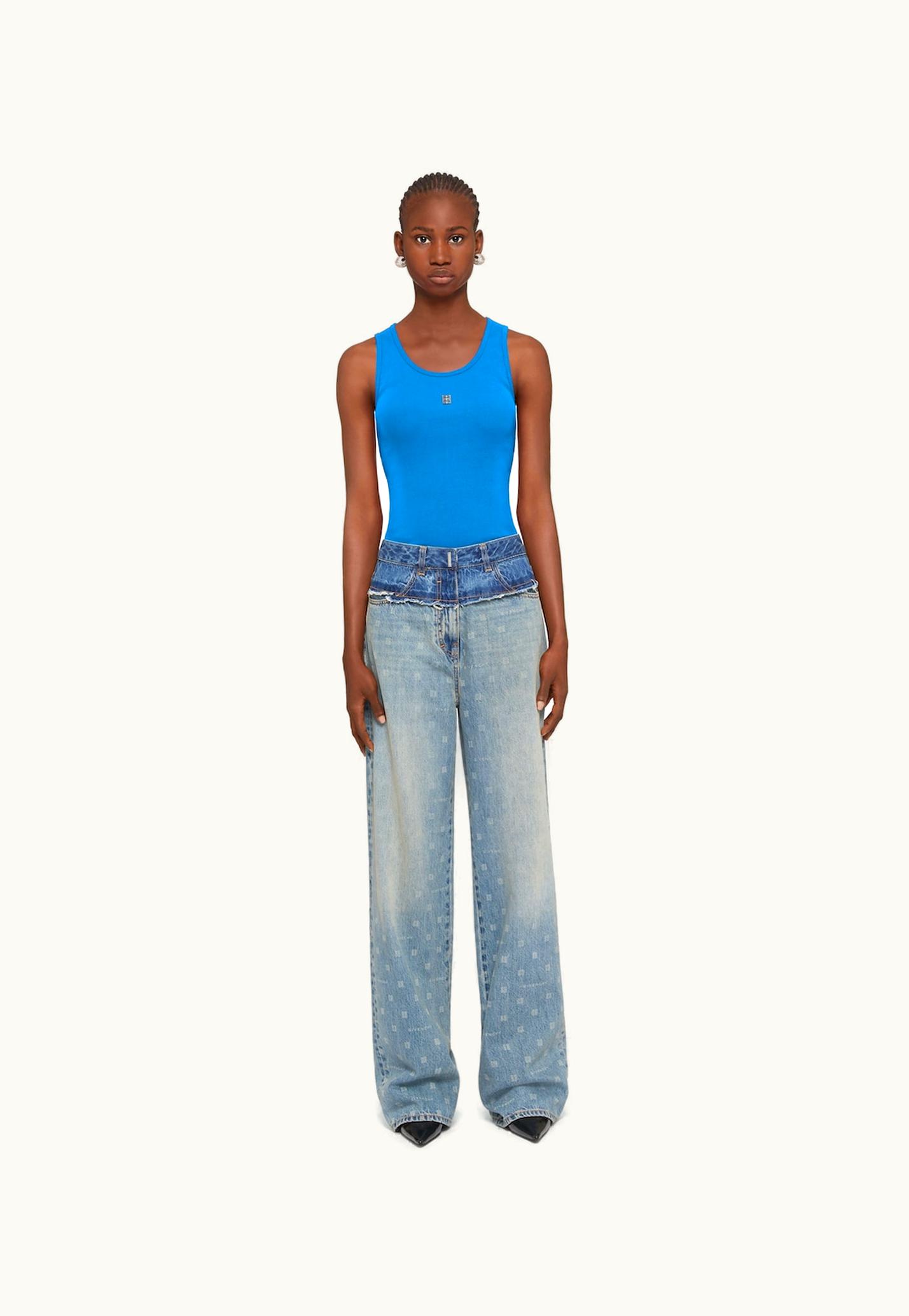 Givenchy Givenchy Slim Fit Tank Top In Cotton With 4G Detail MOROCCAN BLUE