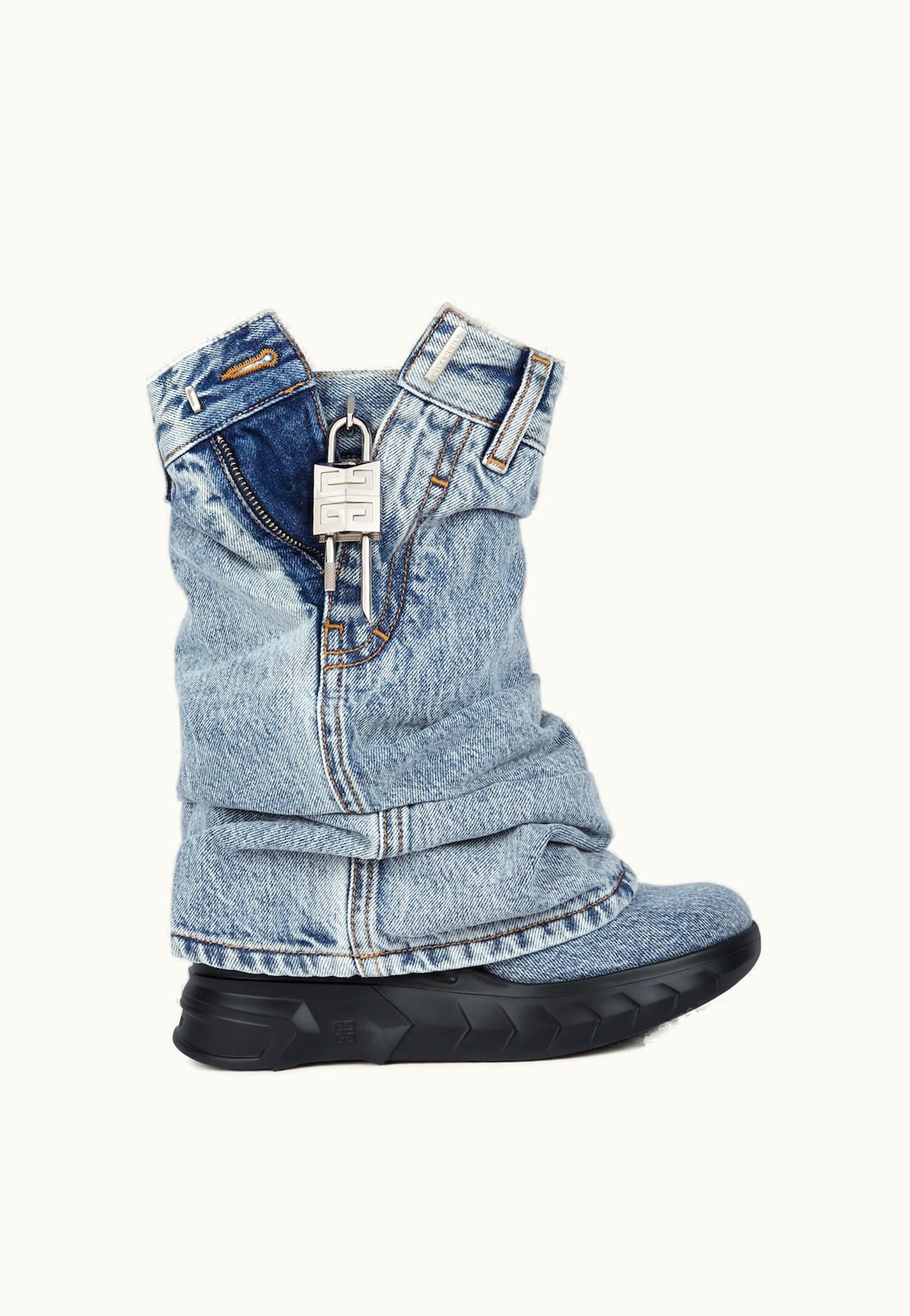 Givenchy Givenchy Shark Lock Biker Ankle Boots In Jeans - Medium Blue MEDIUM BLUE