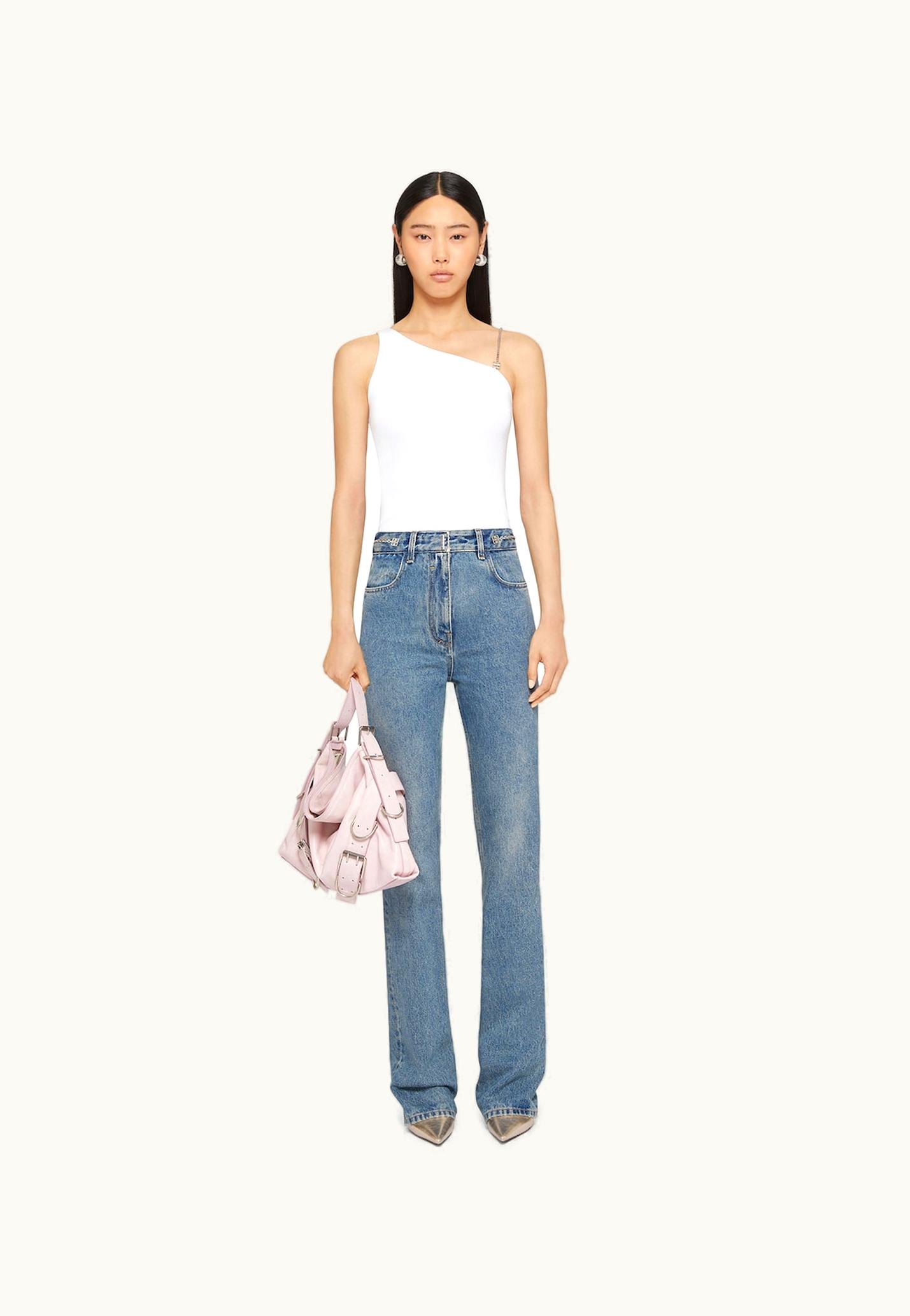 Givenchy Givenchy Boot Cut Pants In Denim With Chain Details - Medium Blue