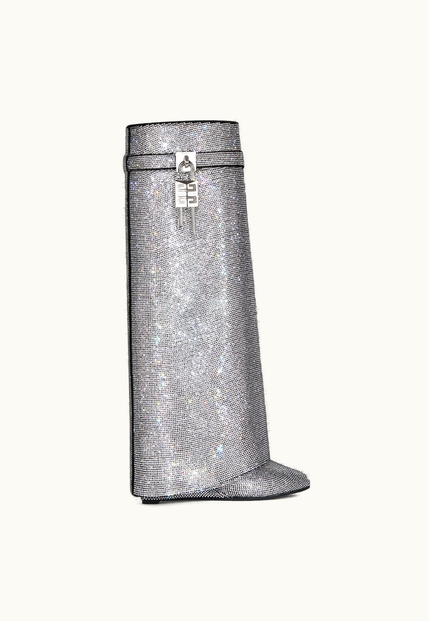 Givenchy Givenchy Shark Lock Boots In Suede With Strass - Silvery