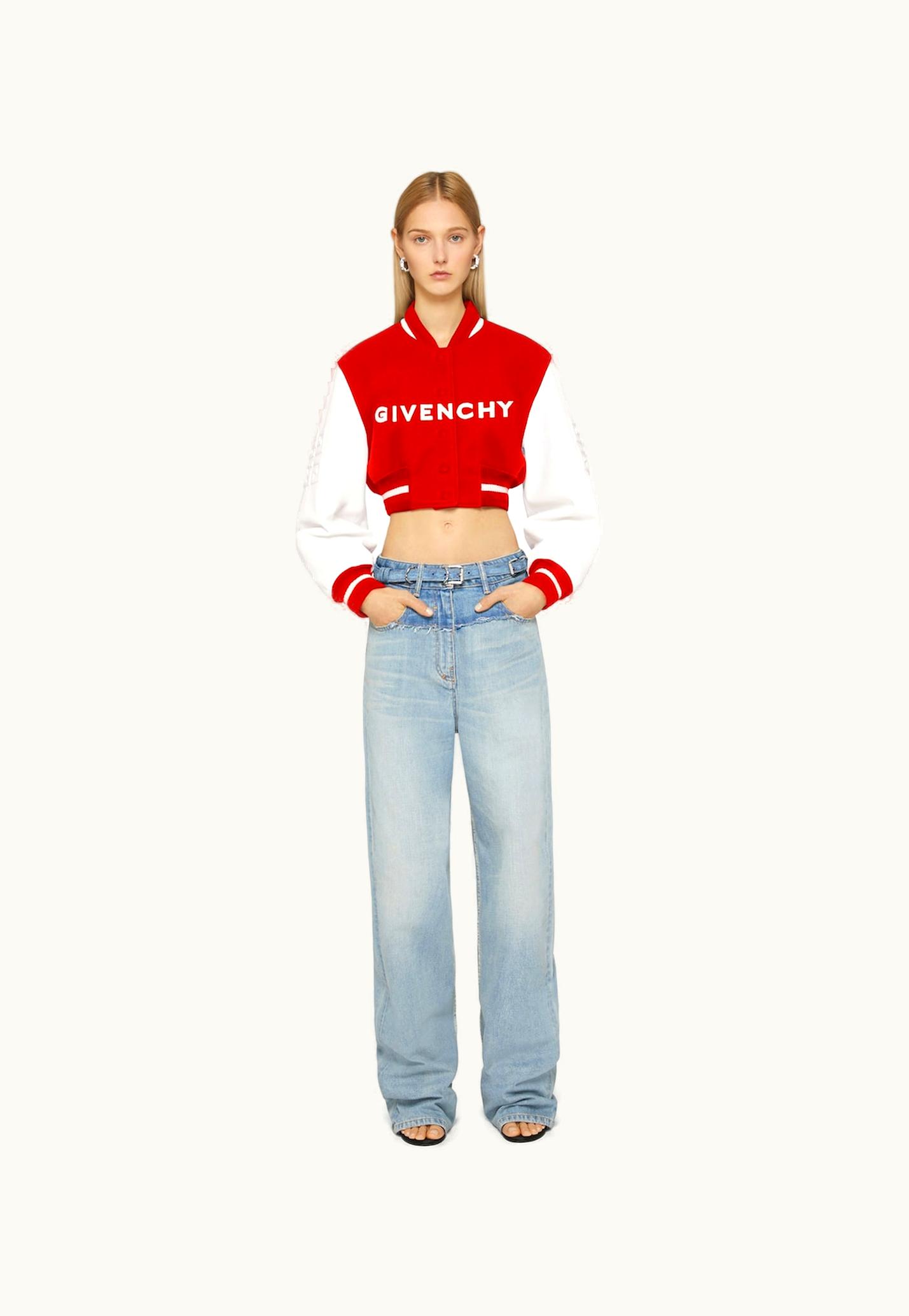 Givenchy Givenchy Cropped Varsity Jacket In Wool And Leather - Red / White