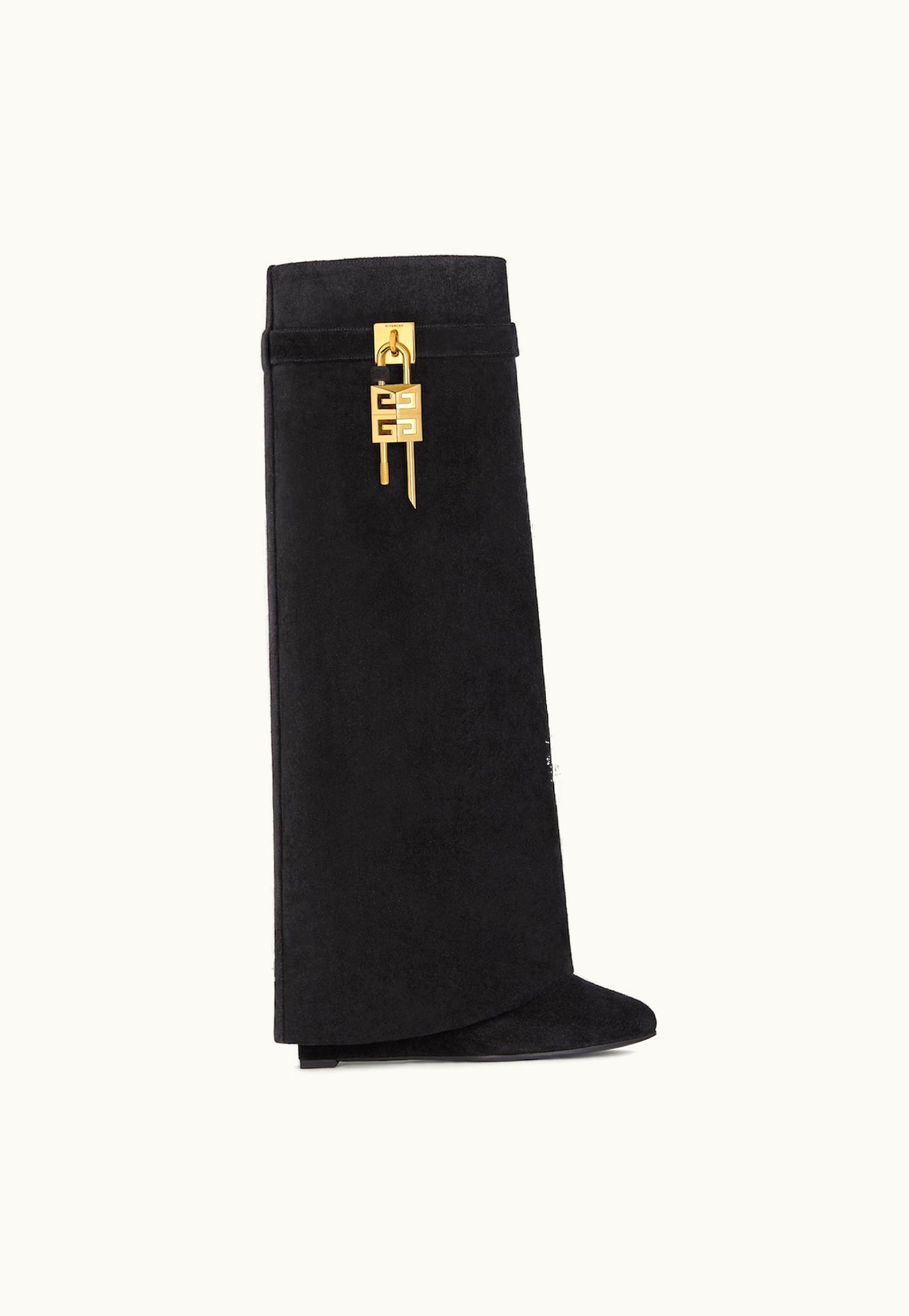 Givenchy Givenchy Shark Lock Boots In Suede - Black BLACK