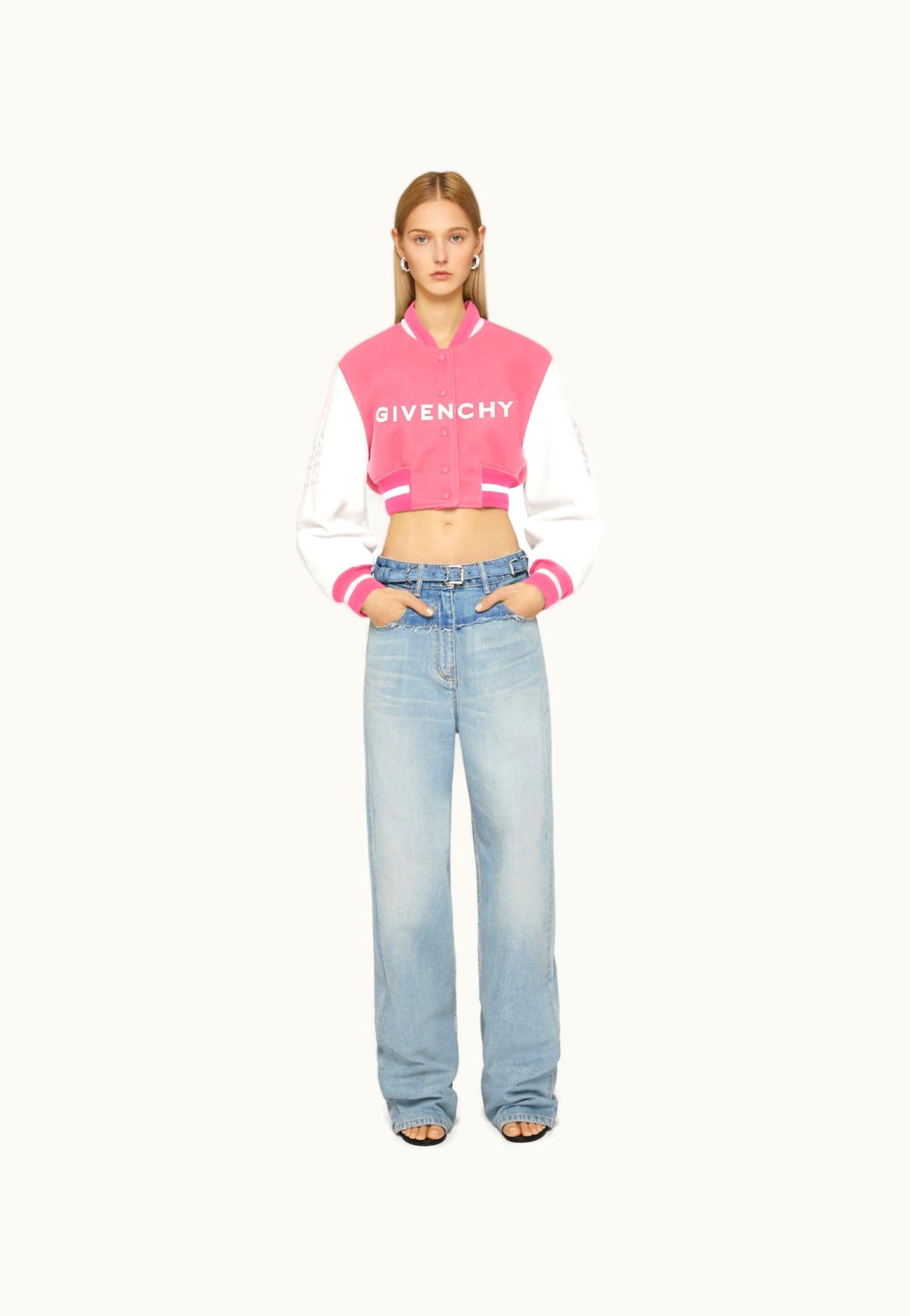 Givenchy Givenchy Cropped Varsity Jacket In Wool And Leather - Pink / White