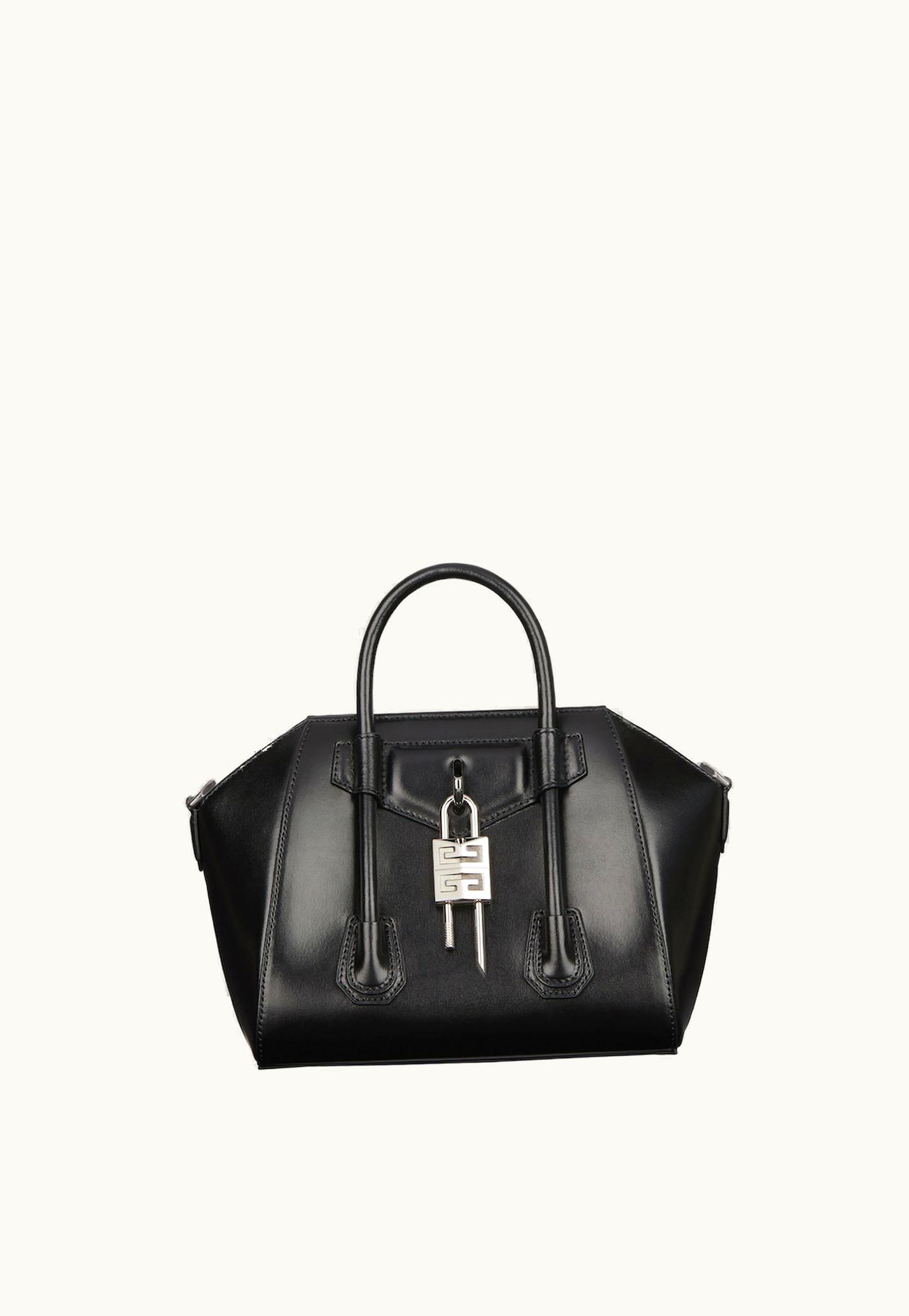 Givenchy Givenchy Mini Antigona Lock Bag In Box Leather - Black
