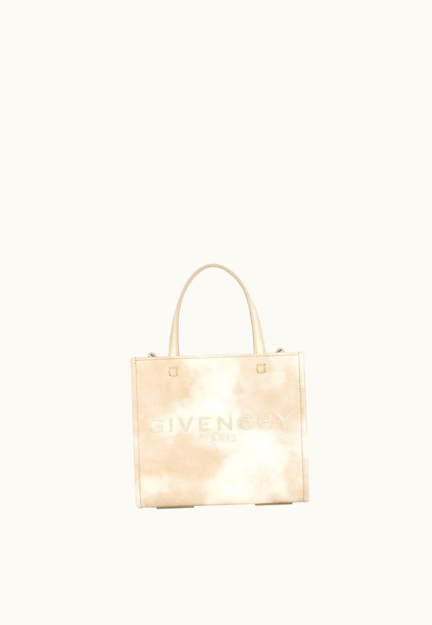 Givenchy Givenchy Mini G-Tote Shopping Bag In Tie And Dye Canvas DUSTY GOLD