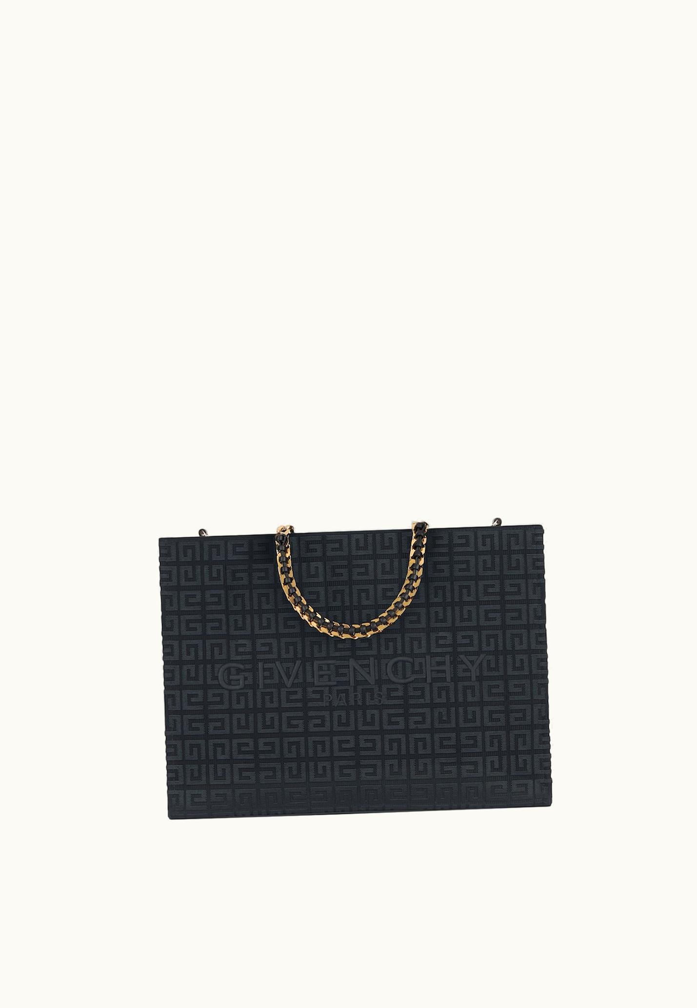 Givenchy Givenchy Medium G-Tote Shopping Bag In 4G Embroidery With Chain - Black
