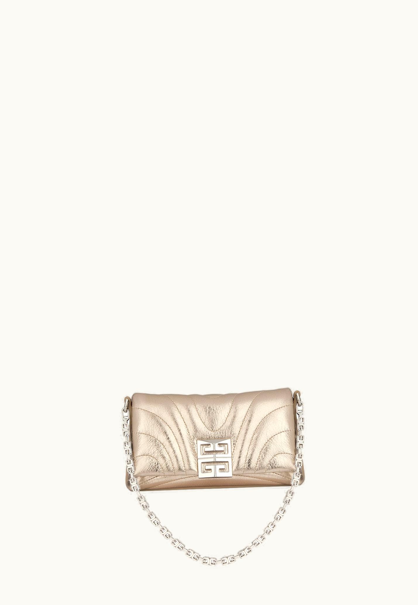 Givenchy Givenchy Micro 4G Soft Bag In Laminated Leather - Dusty Gold