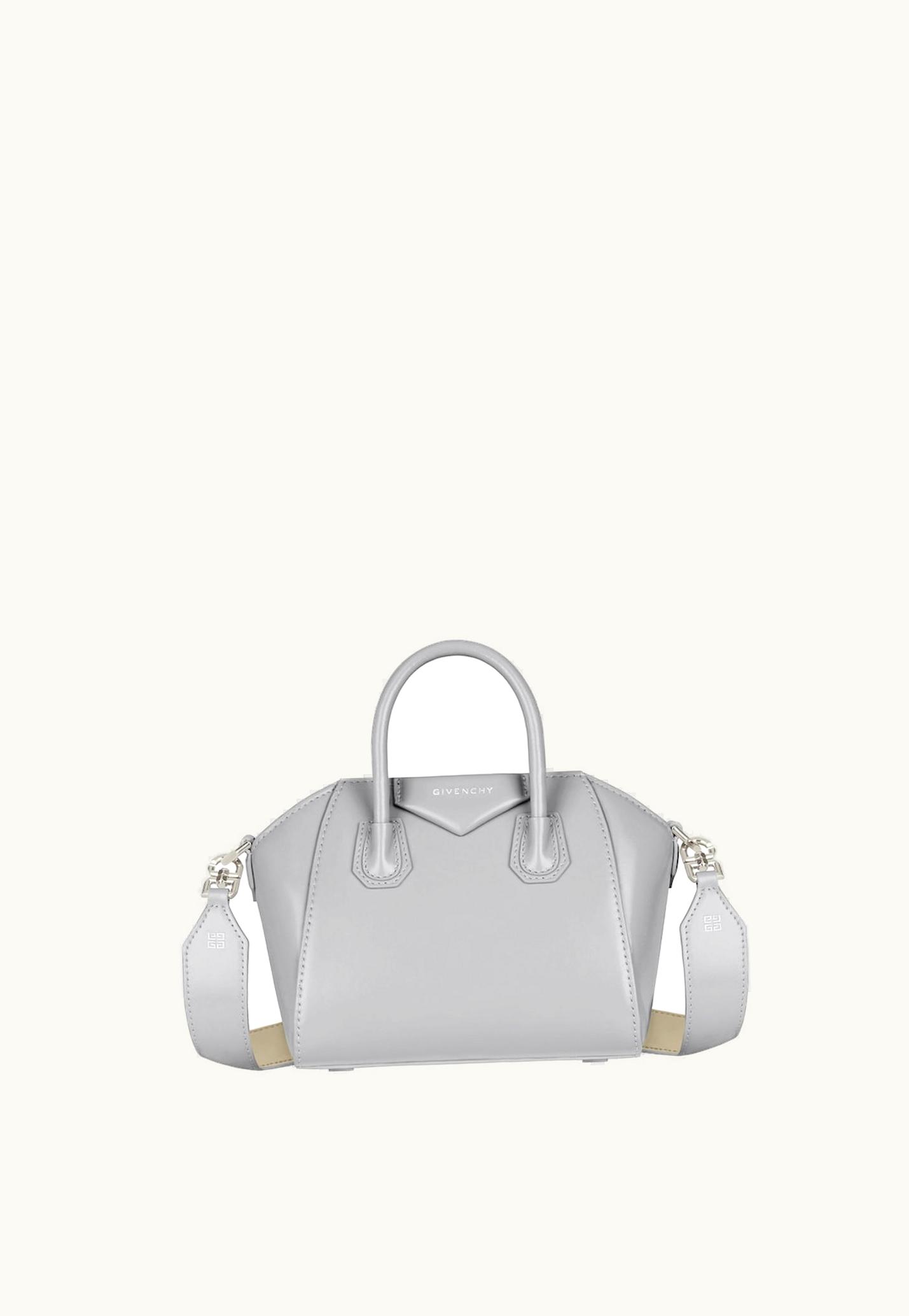 Givenchy Givenchy Antigona Toy Bag In Box Leather - Light Grey / Natural Beige