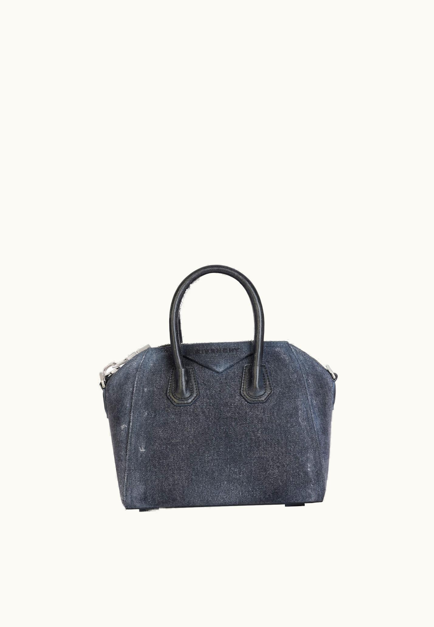 Givenchy Givenchy Mini Antigona Bag In Washed Denim - Black