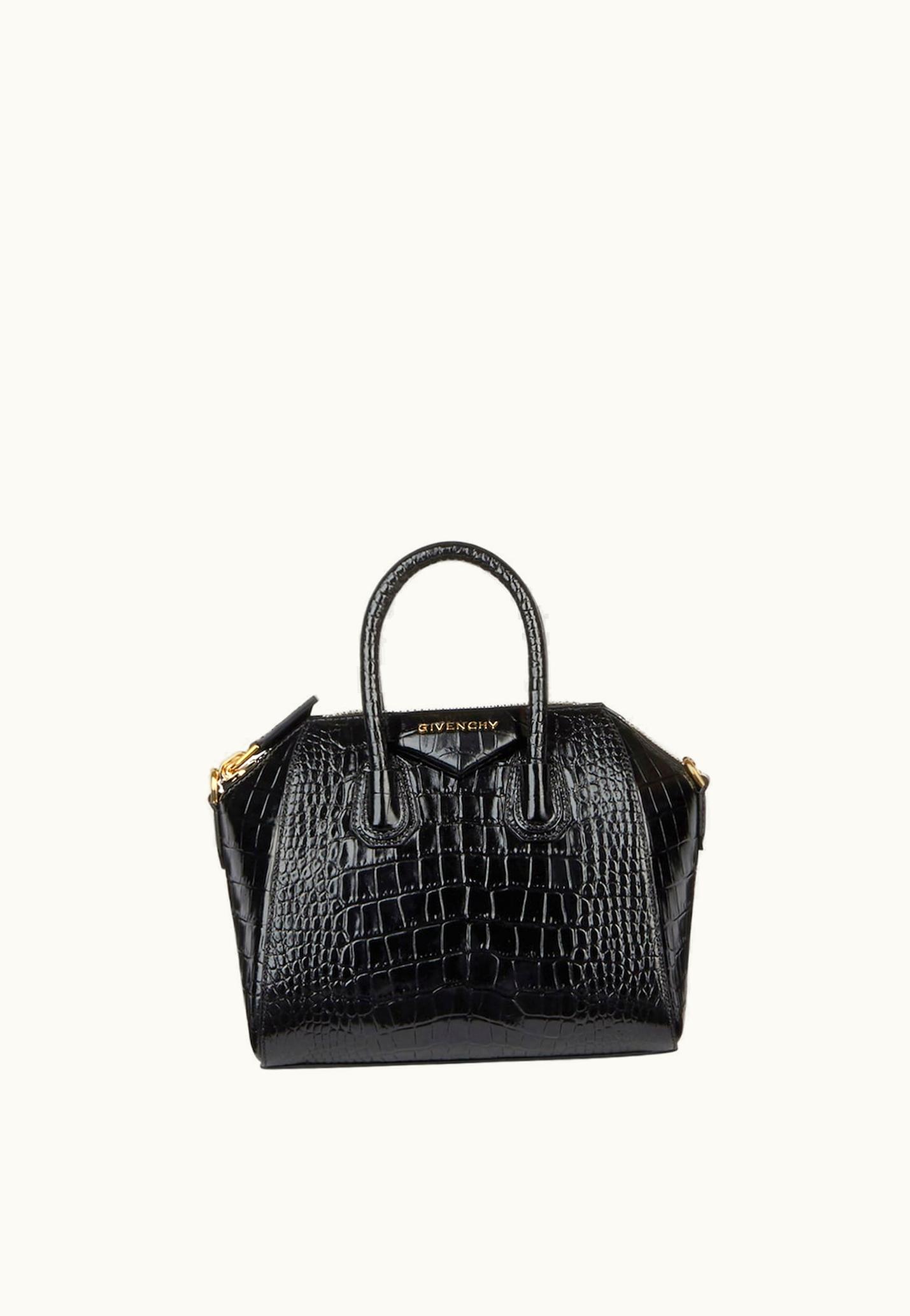 Givenchy Givenchy Mini Antigona Bag In Crocodile Effect Leather - Black