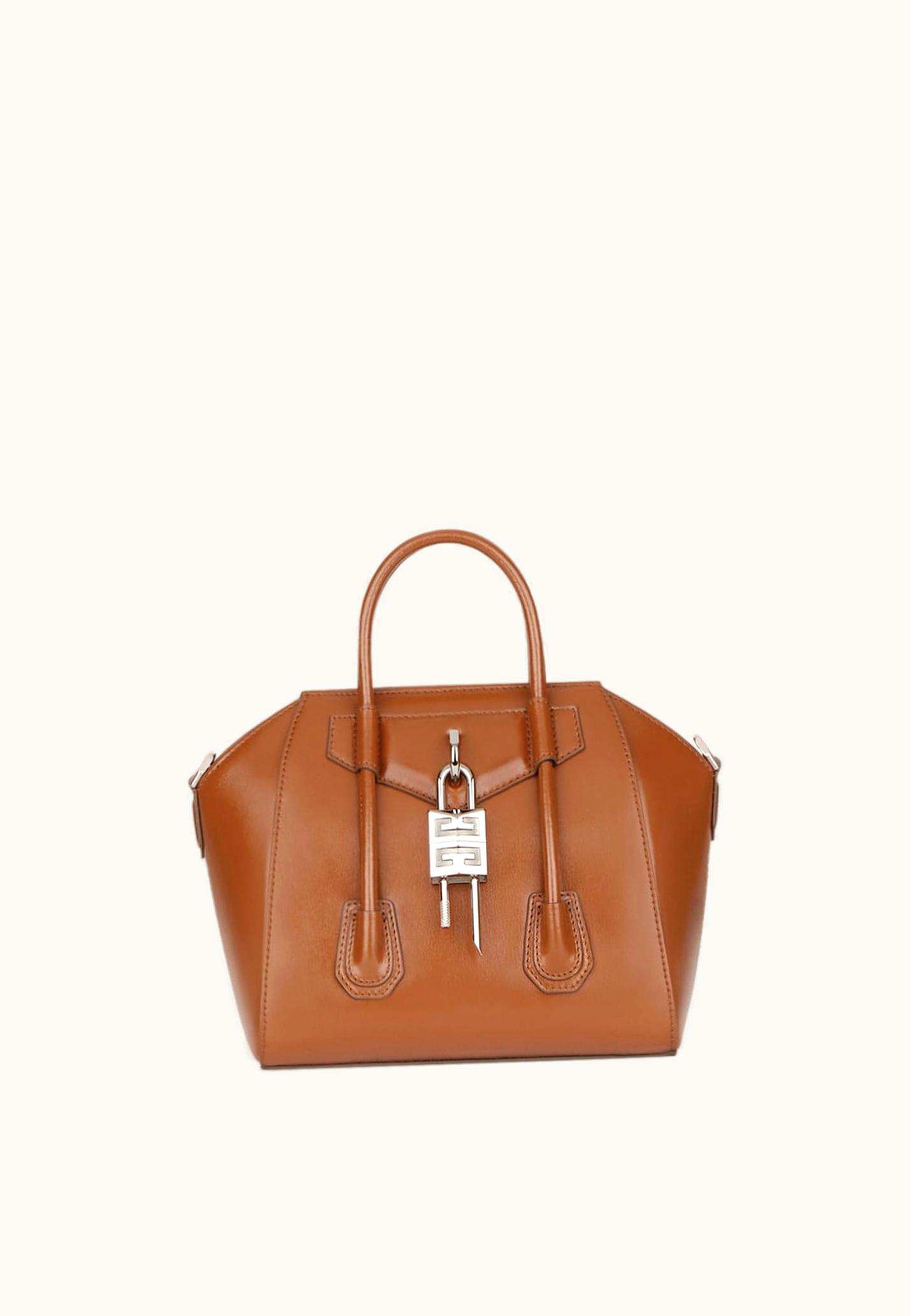 Givenchy Givenchy Mini Antigona Lock Bag In Box Leather - Chestnut