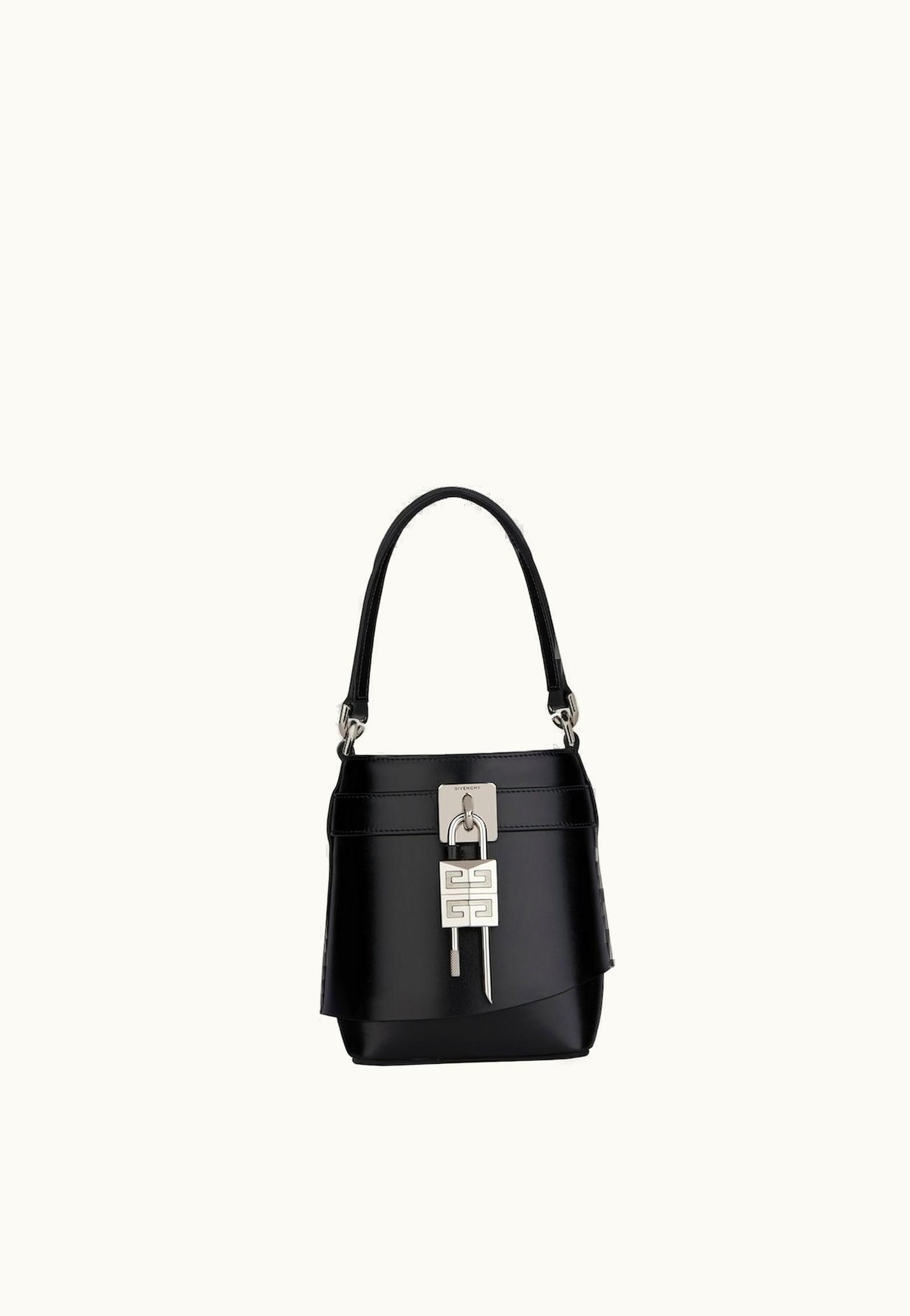 Givenchy Givenchy Micro Shark Lock Bucket Bag In Box Leather - Black