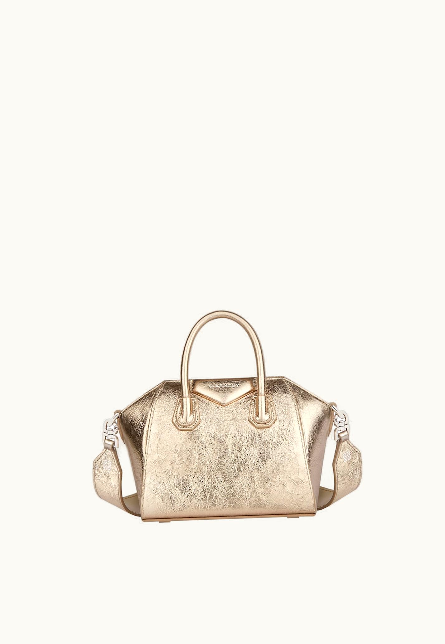 Givenchy Givenchy Antigona Toy Bag In Laminated Leather - Dusty Gold / Natural Beige